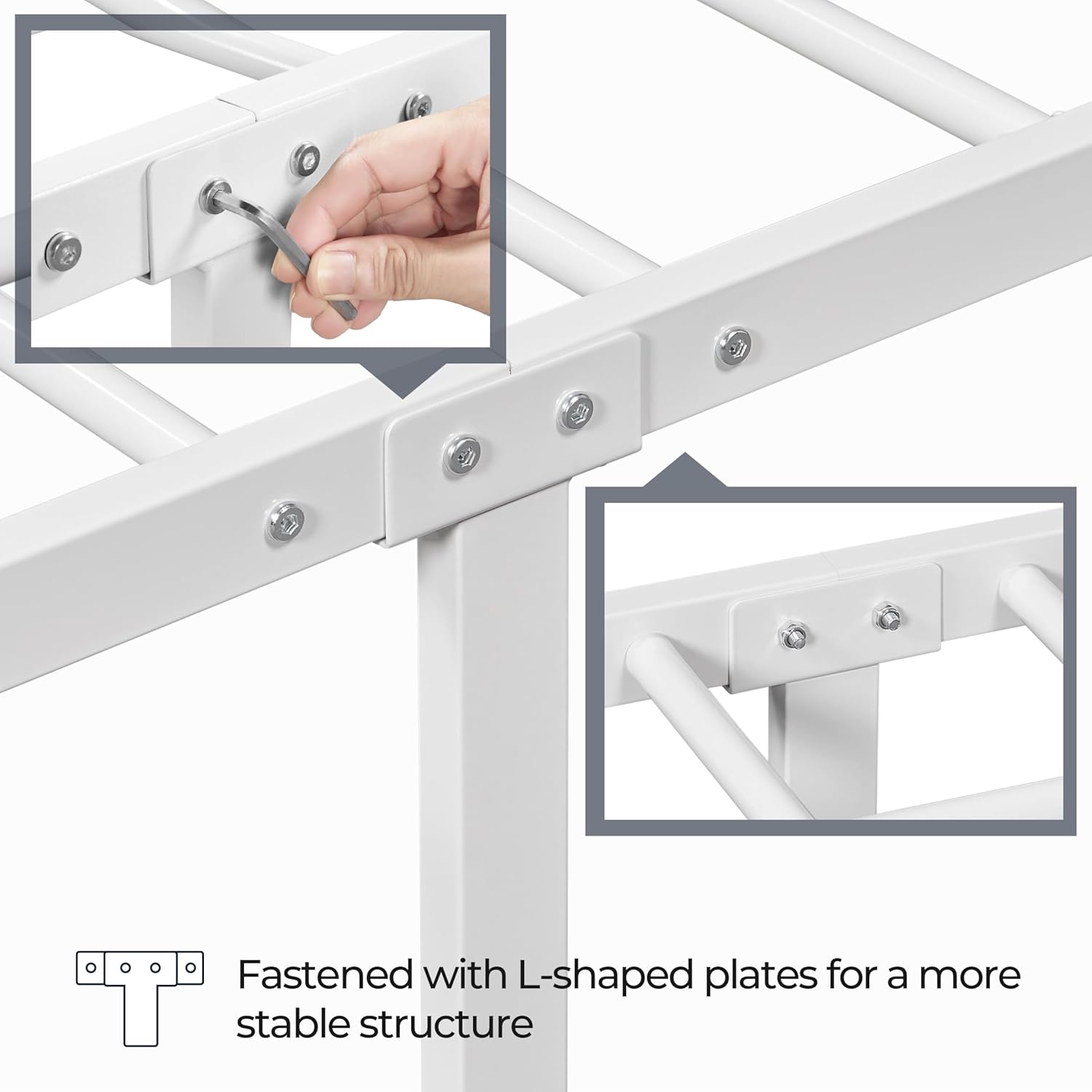 Yaheetech 2 Pcs Twin Bed Frame Metal Platform Bed with Victorian Style Iron-Art Headboard/Footboard/Under Bed Storage/No Box Spring Needed White