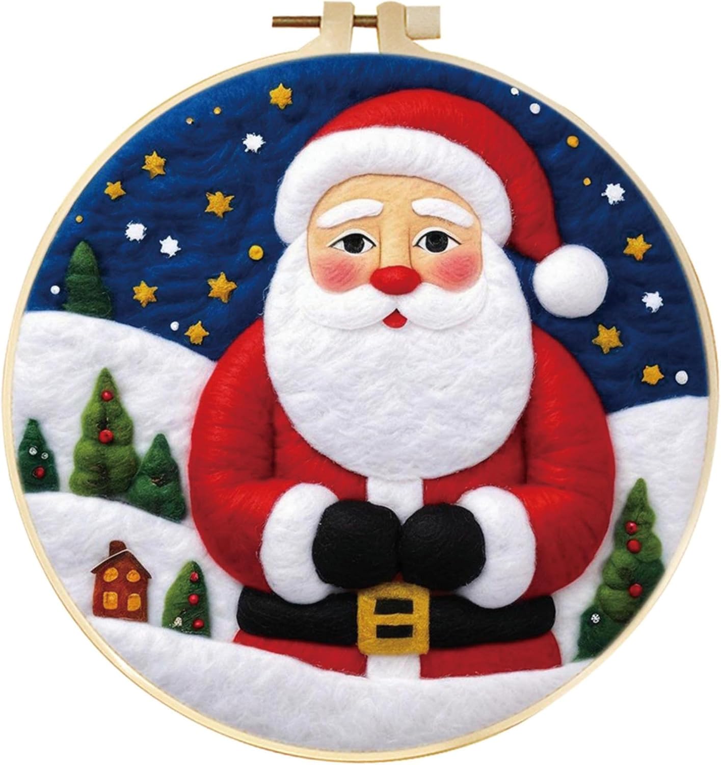 yesJRL Chritmas Needle Felting Kit, Felt Painting Kits for Beginners, Felt Painting Set Gift for Home Decoration, Starter Needle Felting with Pad, Needles, Wool, Decorative Frame (Holiday decor-05)