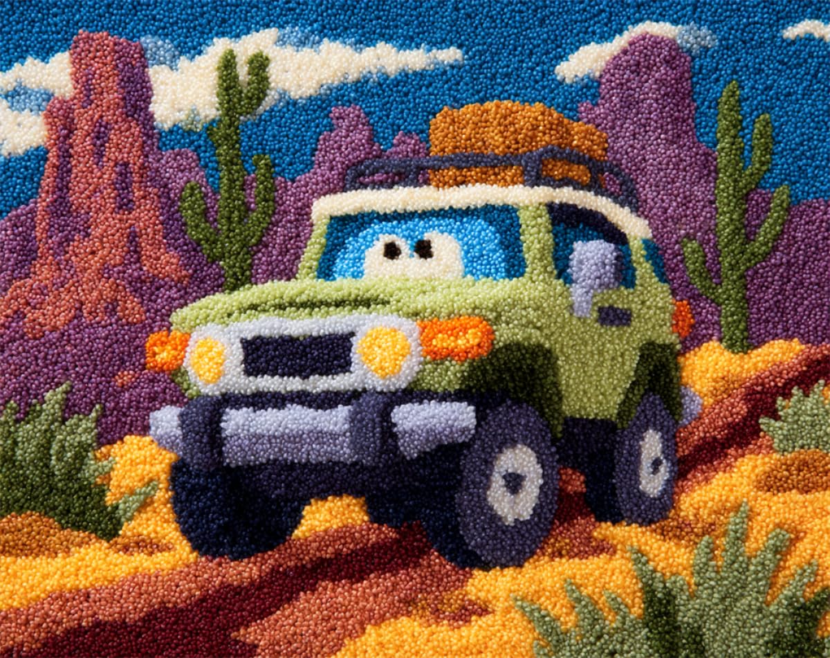 N.LANSHAN Diy Création De Tapis Et Canvas Voiture De Dessin Animé Kits De Fabrication De Tapis Au Crochet Pour Débutants，Crochetage，Broderie，Paillasson，Cadeau 80x115cm