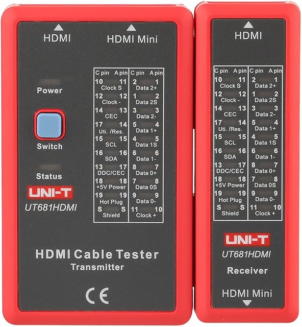 UNI-T HDMI Tester Portable High Definition Cable Tester Checker HDMI Data Cable Tester NF-622 LED Indicator to Check Disorder, Short, Open and Cross Status of HDMI Cables and Hd Wire Test