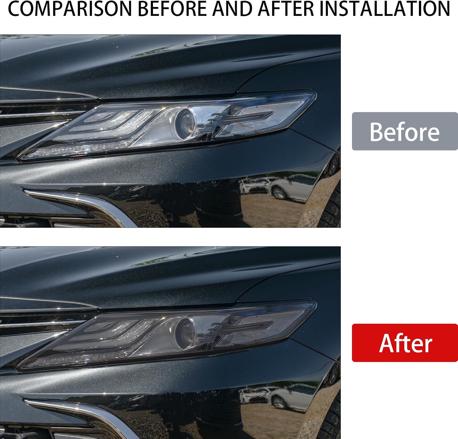 Compatible with 45% Light Smoke Headlight Vinyl Tint Film Pre-Cut Overlay Wrap Cover for Toyota Camry 2018-2022,Exterior Accessories