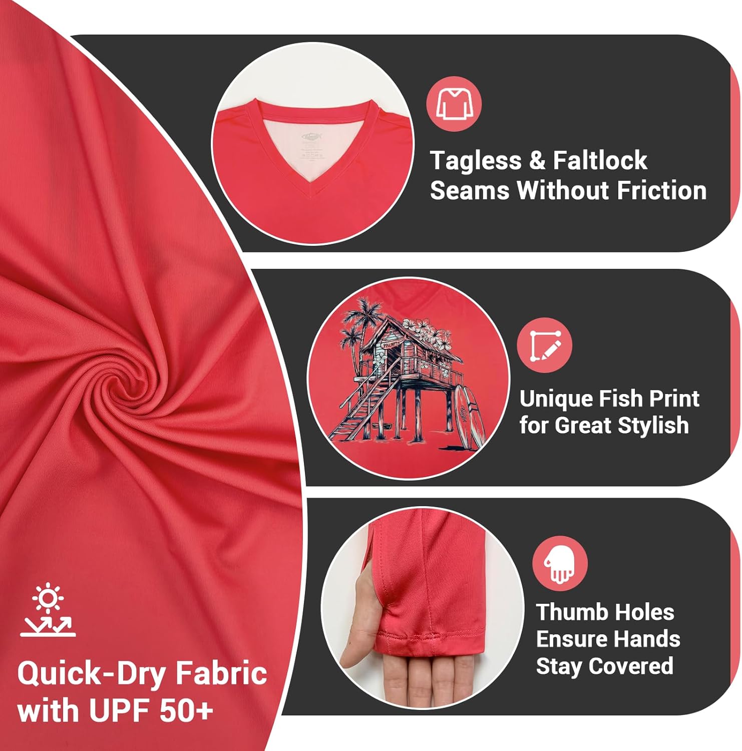 Palmyth Fishing Shirts for Women UPF 50+ Long Sleeve Fishing Shirt with Sun Protection Lightweight Quick-Dry T-Shirt - Image 5