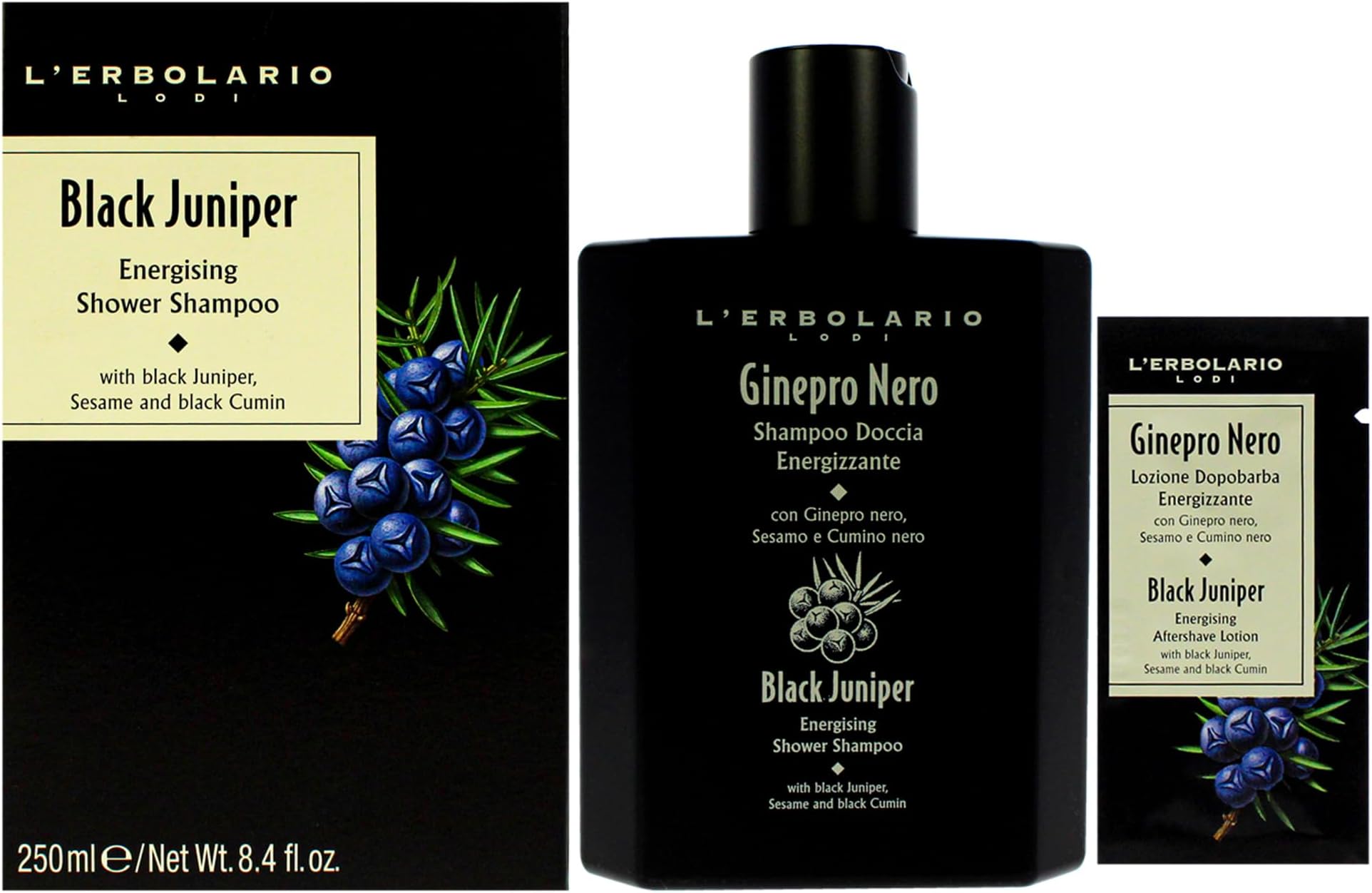 Energizing Shower Shampoo Black Juniper - Moisturizing 2-in-1 Body Wash and Clarifying Shampoo - Purifying with Black Cumin - 8.4 oz