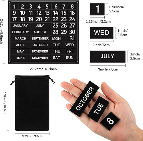 Miniatura 3 de 50 números magnéticos de calendario para pizarra blanca y refrigerador, días de la semana y meses, indicadores magnéticos de fechas del calendario