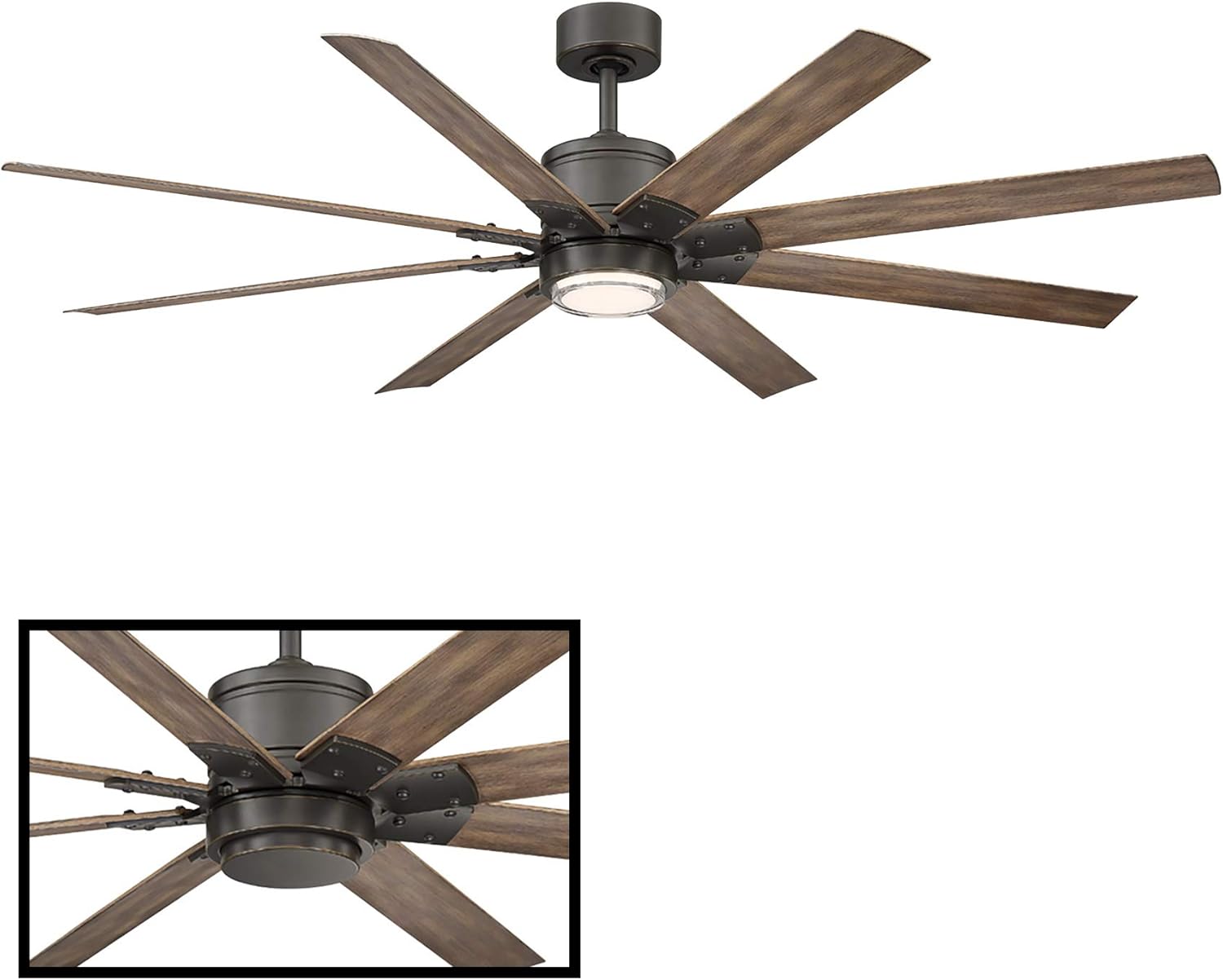 Renegade Smart Indoor and Outdoor 8-Blade Ceiling Fan 52in Oil Rubbed Bronze Barn Wood with 2700K LED Light Kit and Remote Control worksworks with Alexa and iOS or Android App