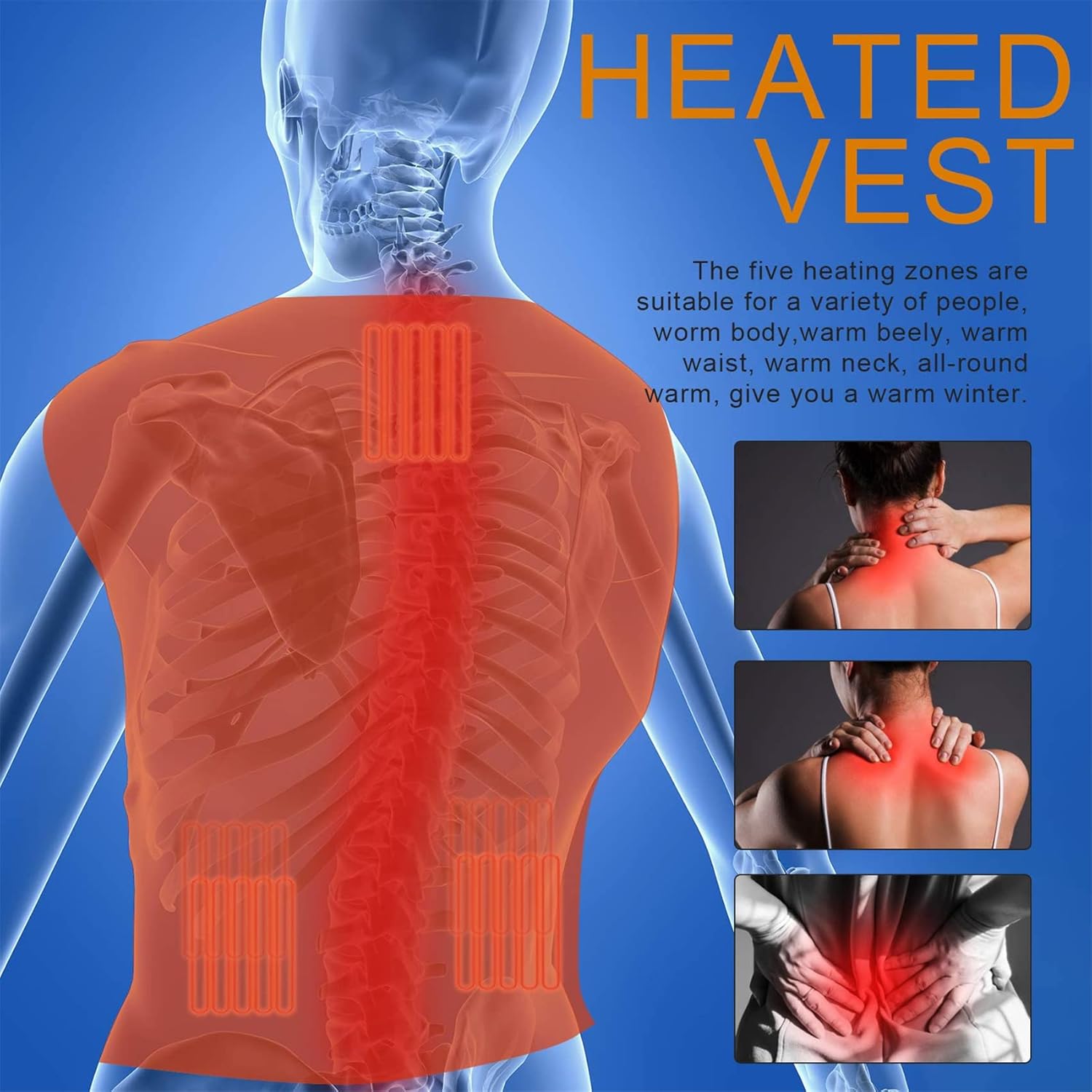 [zbvhfirk] 保温ベスト、 屋外 USB 加熱ジャケット冬炭素繊維電気熱服チョッキ