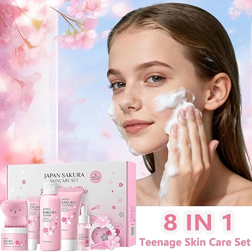 Miniatura 2 de Set de cuidado de la piel para niños, adolescentes, niñas, cuidado de la piel de cerezo para niñas, kit hidratante para el cuidado de la piel de la