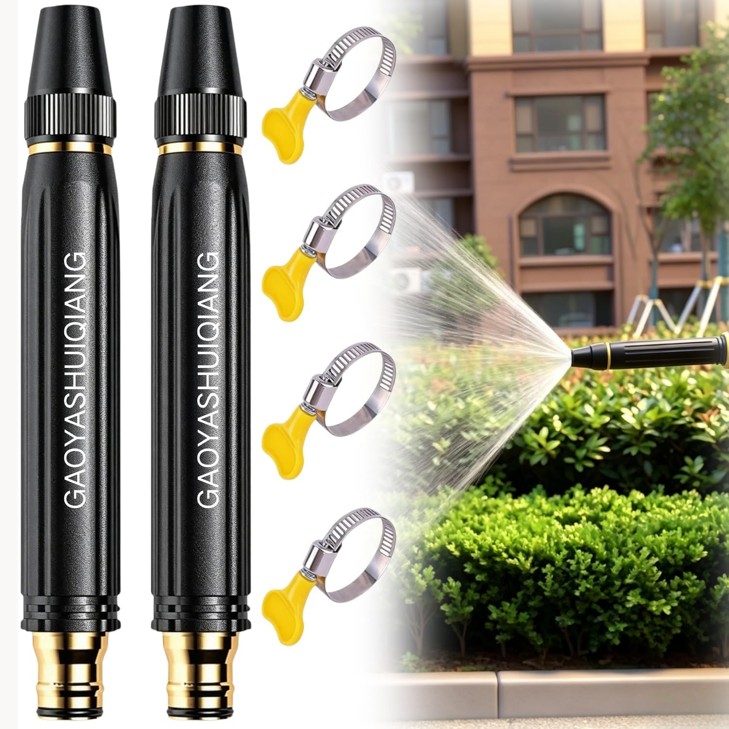 High Pressure Hose Nozzle, High Pressure Water Cannon Washer Gun, Highpressure Water Gun, Adjustable Jet Mist Shower Spray Modes, Highpressure Car Washwater (2pc)