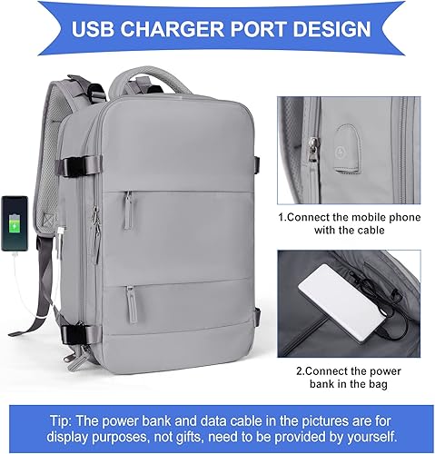 Miniatura 475 de coowoz Mochila de viaje grande para mujeres y hombres,Mochila de transporte,Mochila de senderismo impermeable para deportes al aire libre, Azul, 45