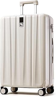 29 Inch Luggage Suitcases With Spinner Wheels Lightweight PC hardside Rolling Suitcase With Travel Lock, Checked-Large 29-Inch Christmas Gifts for Birthday(Ivory White)