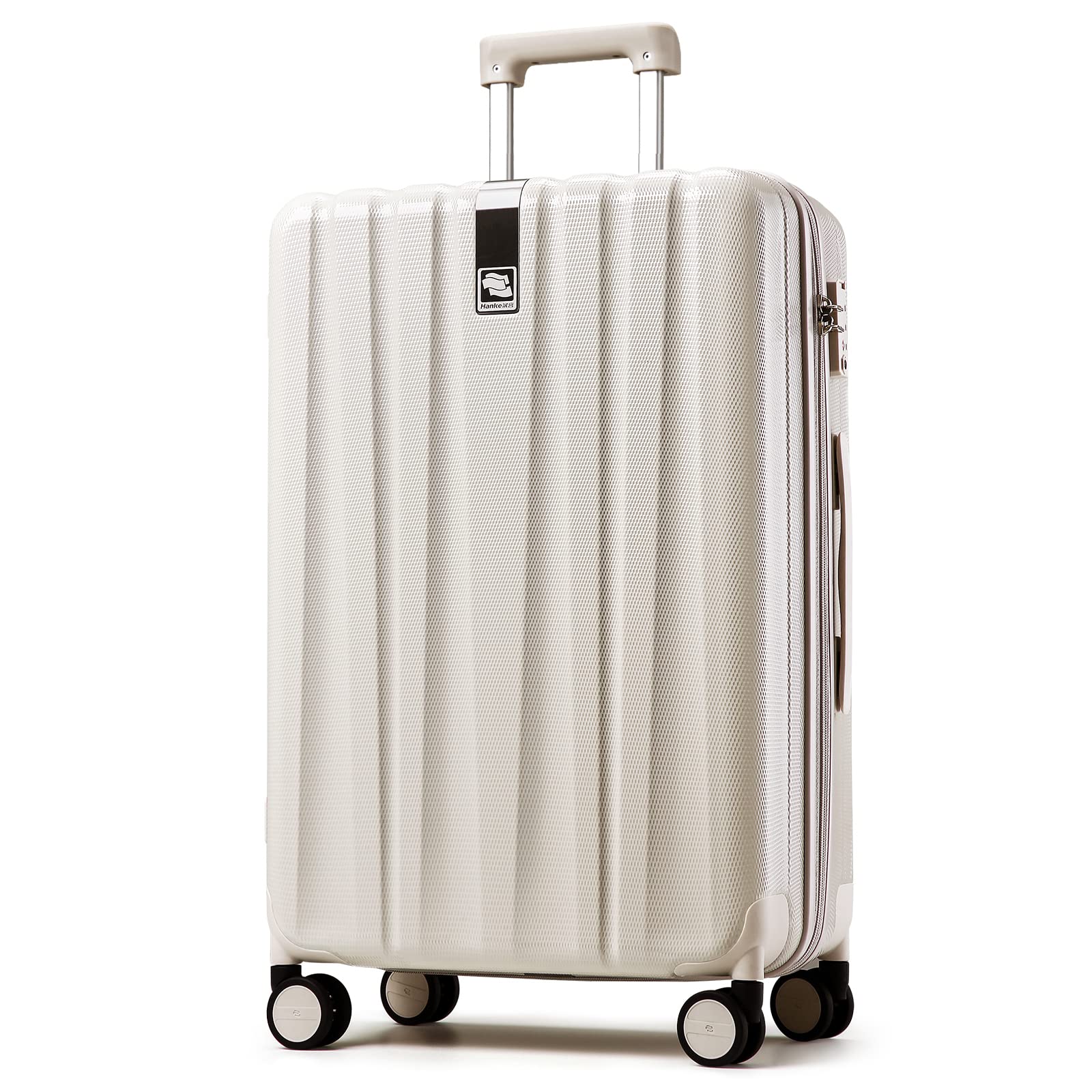 Hanke 29 Inch Luggage Suitcases With Spinner Wheels Lightweight PC hardside Rolling Suitcase With TSA Lock, Checked-Large 29-Inch(Ivory White)