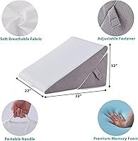 Vista 33 de Bedluxe - Juego de 4 almohadas ajustables de cuña para cama, almohada de espuma viscoelástica para después de la cirugía para el alivio del dolor