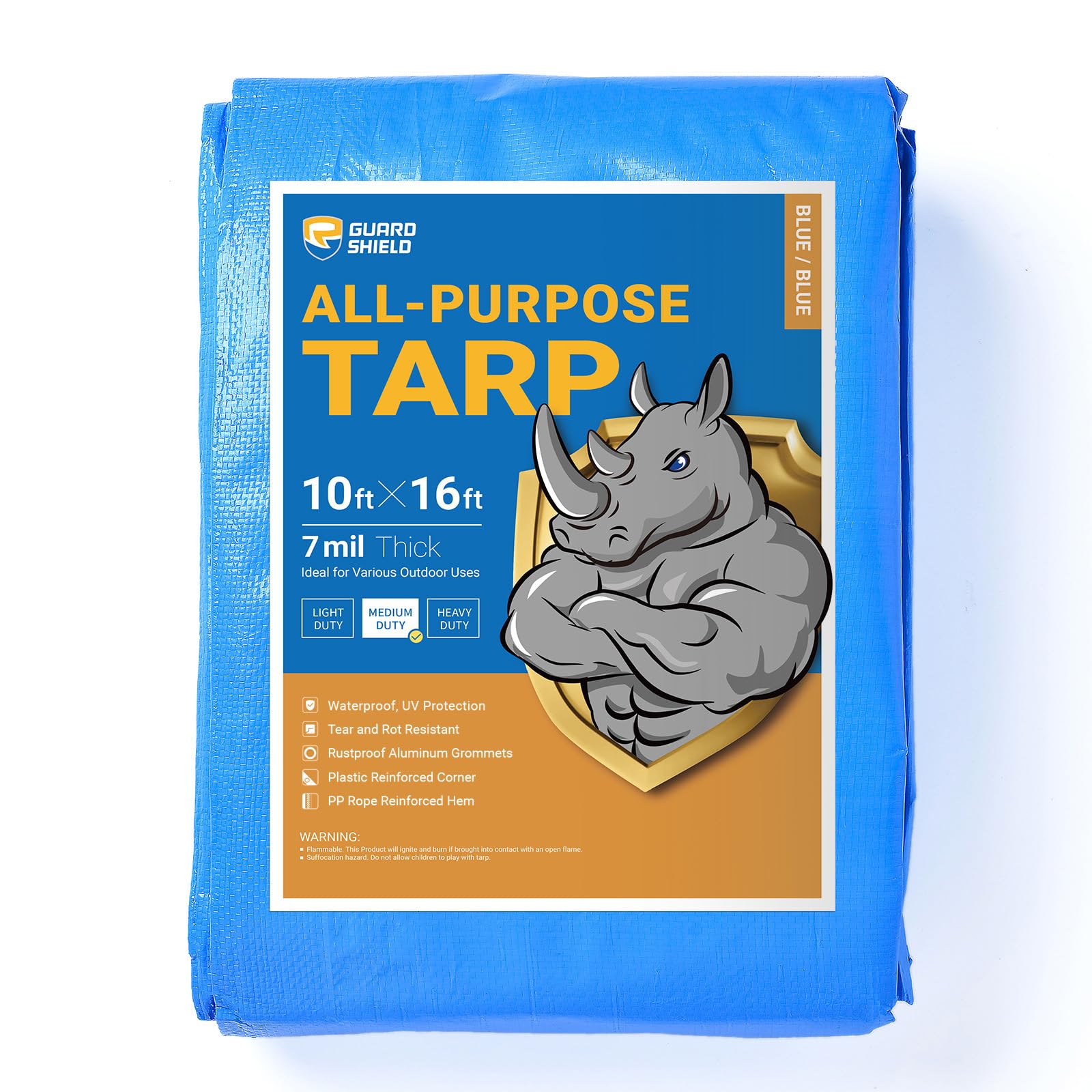 GUARD SHIELD White Tarp 10x12 Feet Medium Duty All Purpose Poly Tarps Cover 7mil — view 19