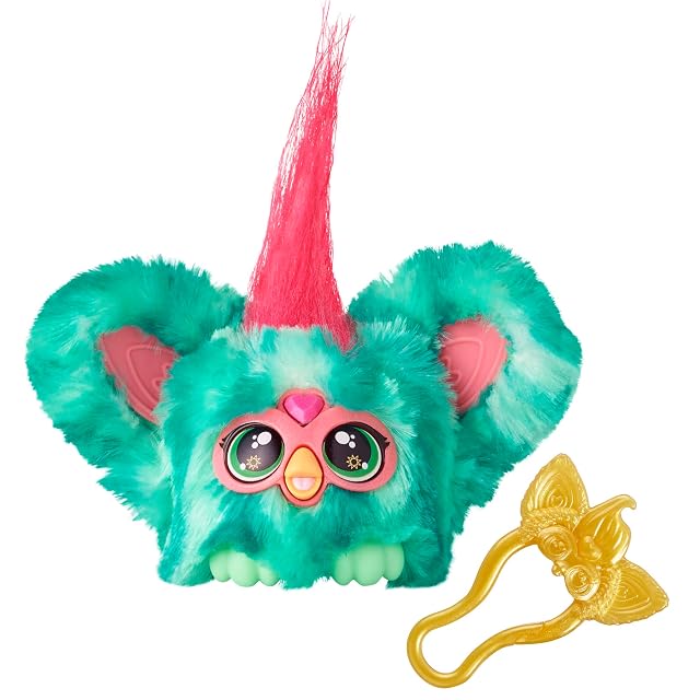 Furby Hasbro Furblets, Mello-NEE, Juguete de Peluche Electrónico, Tamaño Mini, Compañero Coleccionable, Personaje en Color Verde y Rosa, Idea de Regalo, Mascota Interactiva, Regalo para Fiestas
