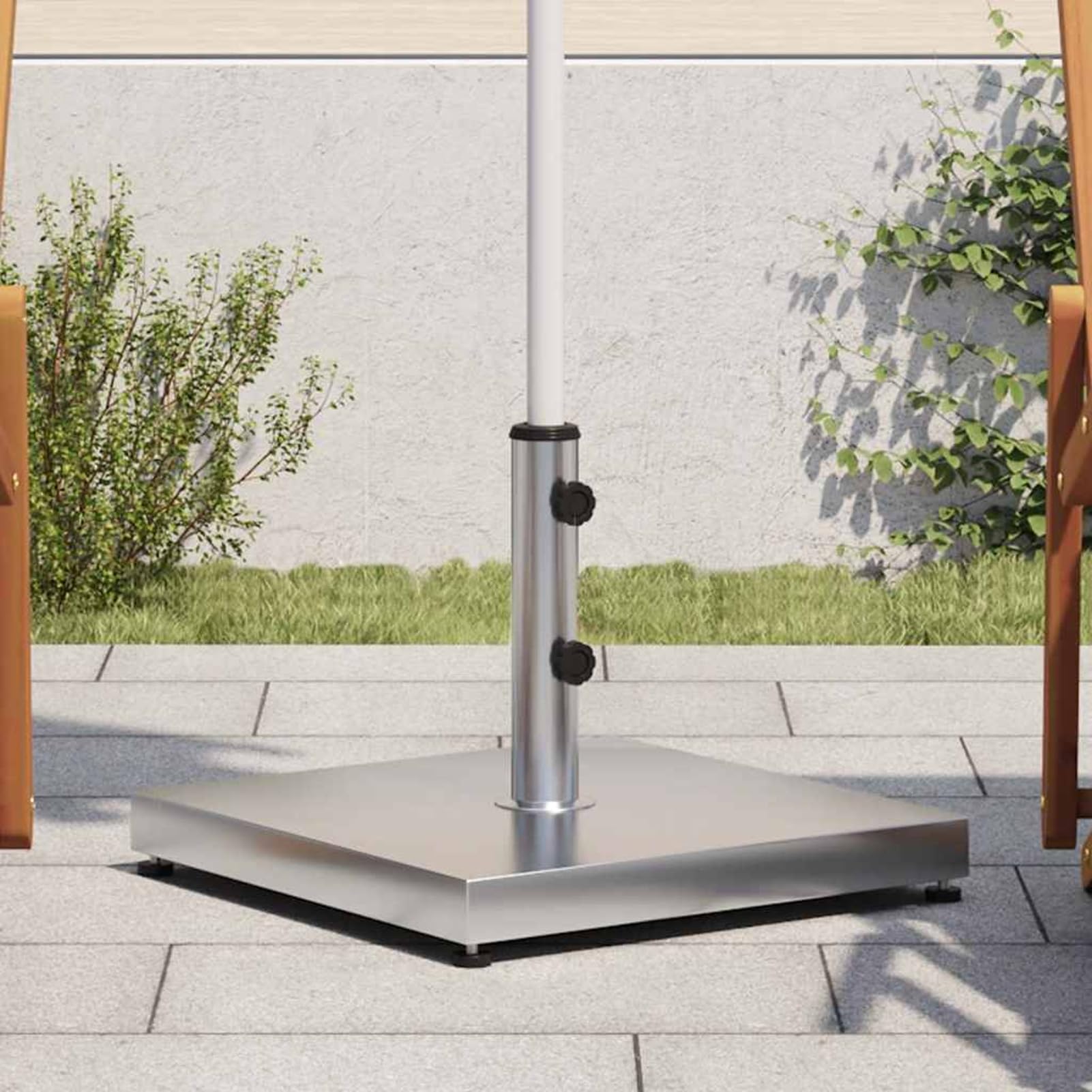Gecheer Base per Ombrellone, Stabile con Manopola di Serraggio e Adattatori per Pali 32/38/48 mm, Acciaio Inossidabile 304 e Cemento, 49,5 x 49,5 x 38 cm, 25 kg, per Esterno e Giardino