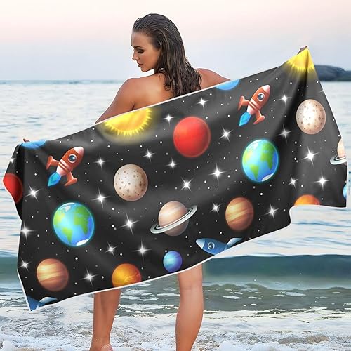 Miniatura 8 de Space Galaxy - Toalla de playa de microfibra para niños, toalla de baño súper absorbente a prueba de arena, toalla de piscina para hombres, mujeres