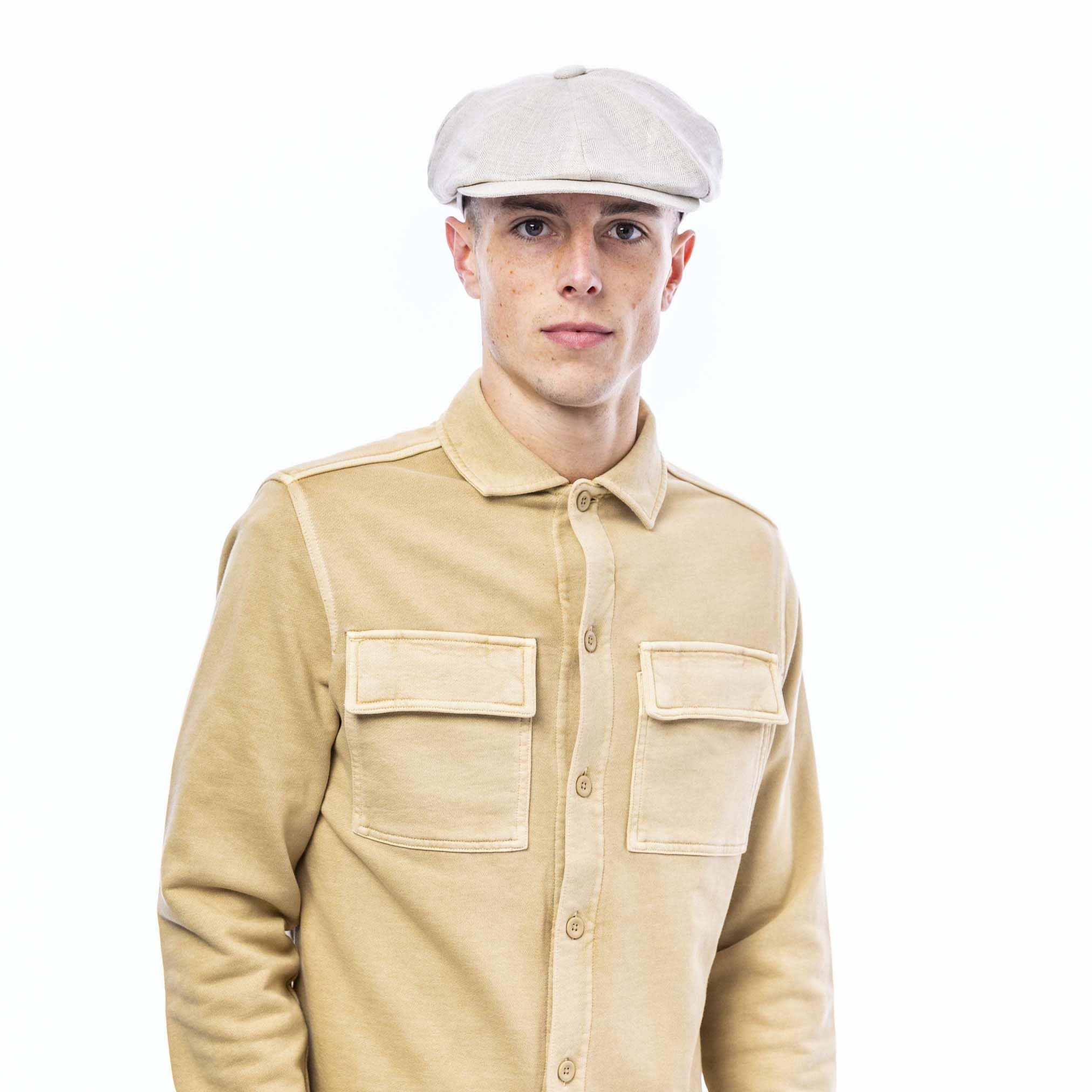 Heritage Traditions Unisex Carlyle Herringbone Linen Newsboy Cap - Natural Linen