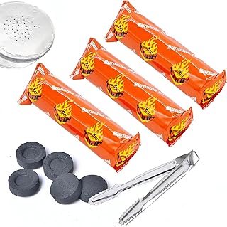 AGD LIGHTS Charcoal Tablets for Incense 40mm Coal Tablets Quick Charcoal Briquettes 30 Pieces (3 Rollers, 50 Aluminum Foil Sheets, 1 Plier)