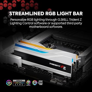 G.SKILL Trident Z5 RGB Series (Intel XMP 3.0 and AMD Expo) DDR5 RAM 32GB (2x16GB) 6000MT/s CL36-36-36-96 1.35V Desktop Computer Memory UTIMM - Matte White (F5-6000J36F16GX2-TZ5RW)