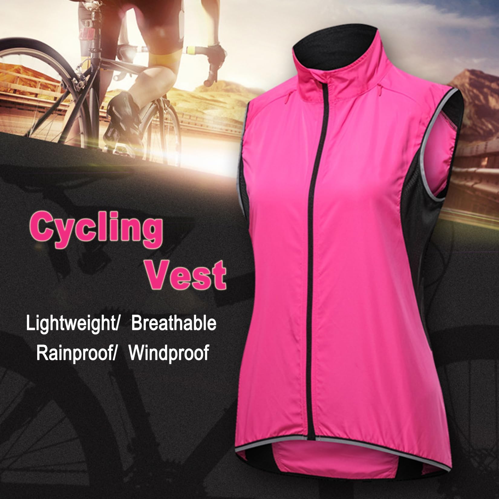 ARMAAN Gilet De Cyclisme Femme Réfléchissant, Respirant, Léger Et Imperméable, Haute Visibilité Sans Manches, Idéal Pour Le Vélo De Montagne Le Jogging Le Cyclisme Et La Course À Pied