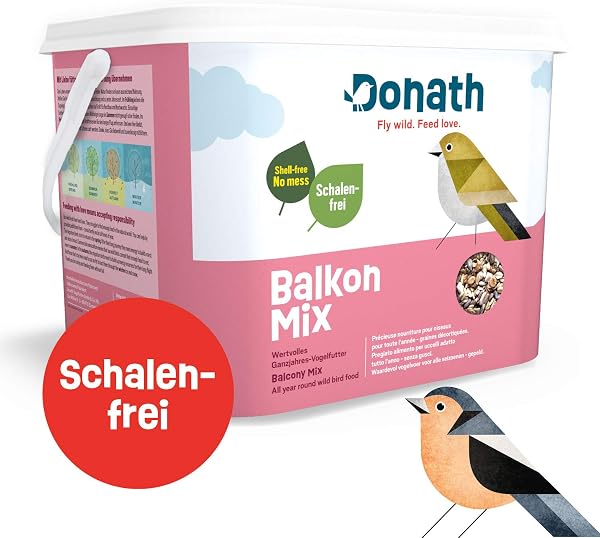 Donath Mix per balconi - miscela senza gusci per un balcone pulito - pregiato cibo per uccelli selvatici adatta tutto l’anno - dalla nostra manifattura nel sud della Germania - 2