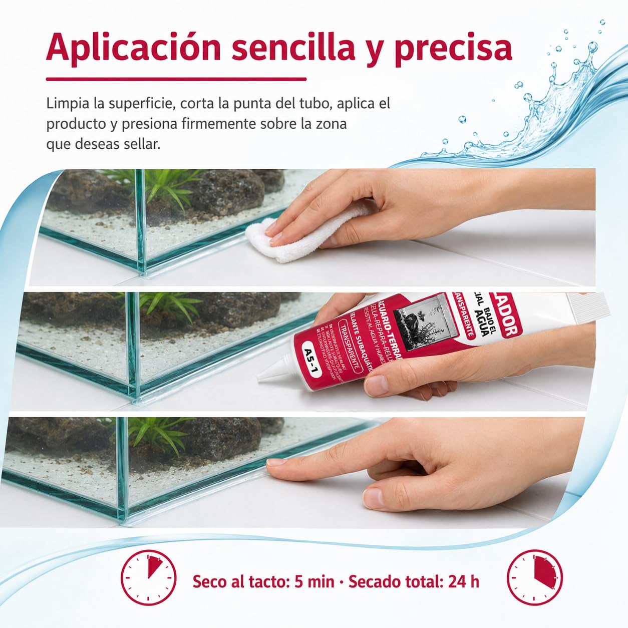 Sellador transparente 125 ml para acuarios y piscinas, pack de 12