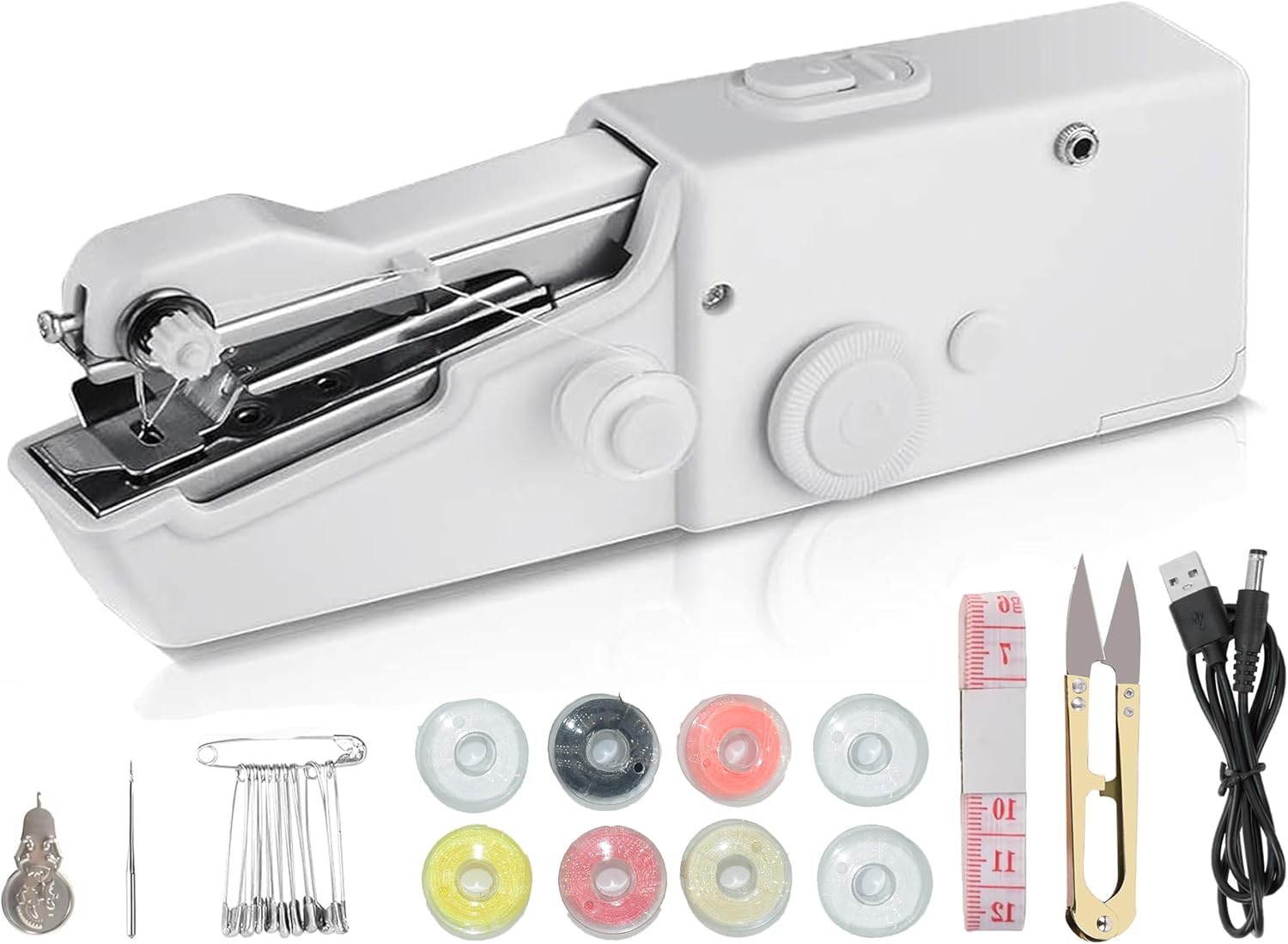 Handheld Sewing Machine Electric Sewing Portable Mini Sewing Machine Suitable for Beginners Sewing Clothes Family Travel DIY(White) product image