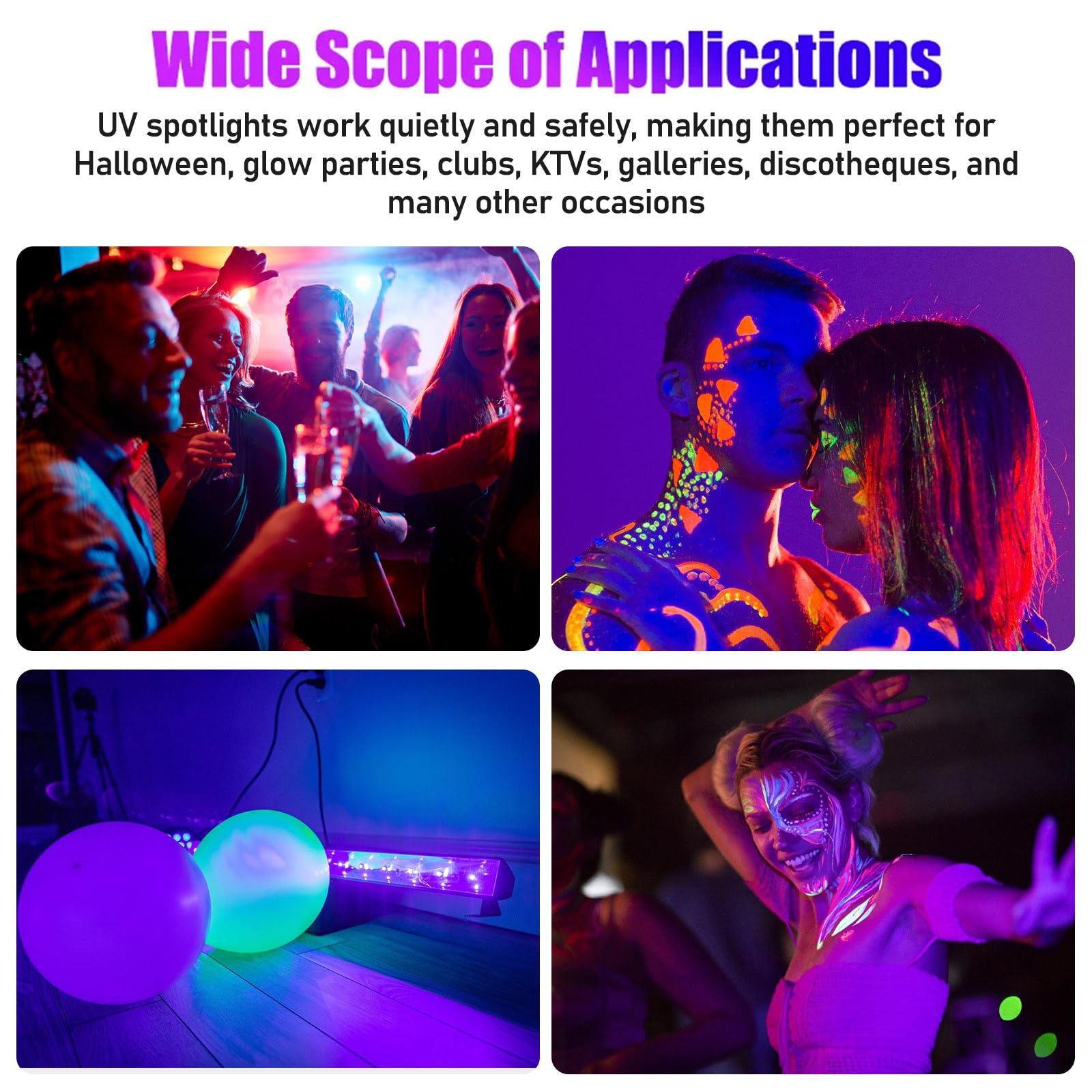 BORDEAG Lampada Di Luce Nera, 36 W LED UV, Barra LED UV A 395 Nm Per Feste A Luce Nera Per Fluo Decorare Bar Halloween Festa Glow Pittura Fluorescente