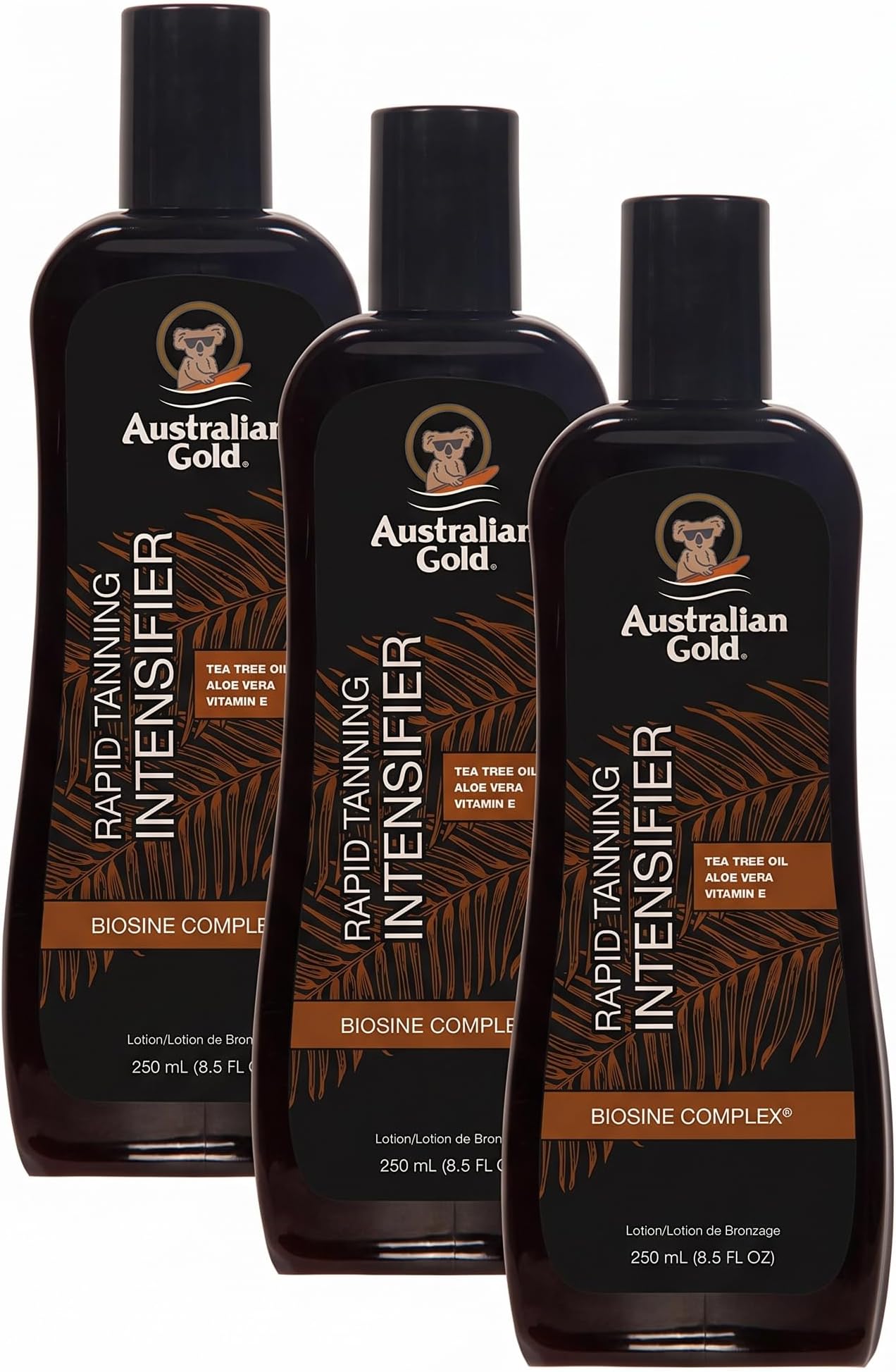 Rapid Tanning Intensifier Lotion, 8.5 Fl Oz | With Tea Tree Oil and Aloe Vera | Vitamin E (Pack of 3)