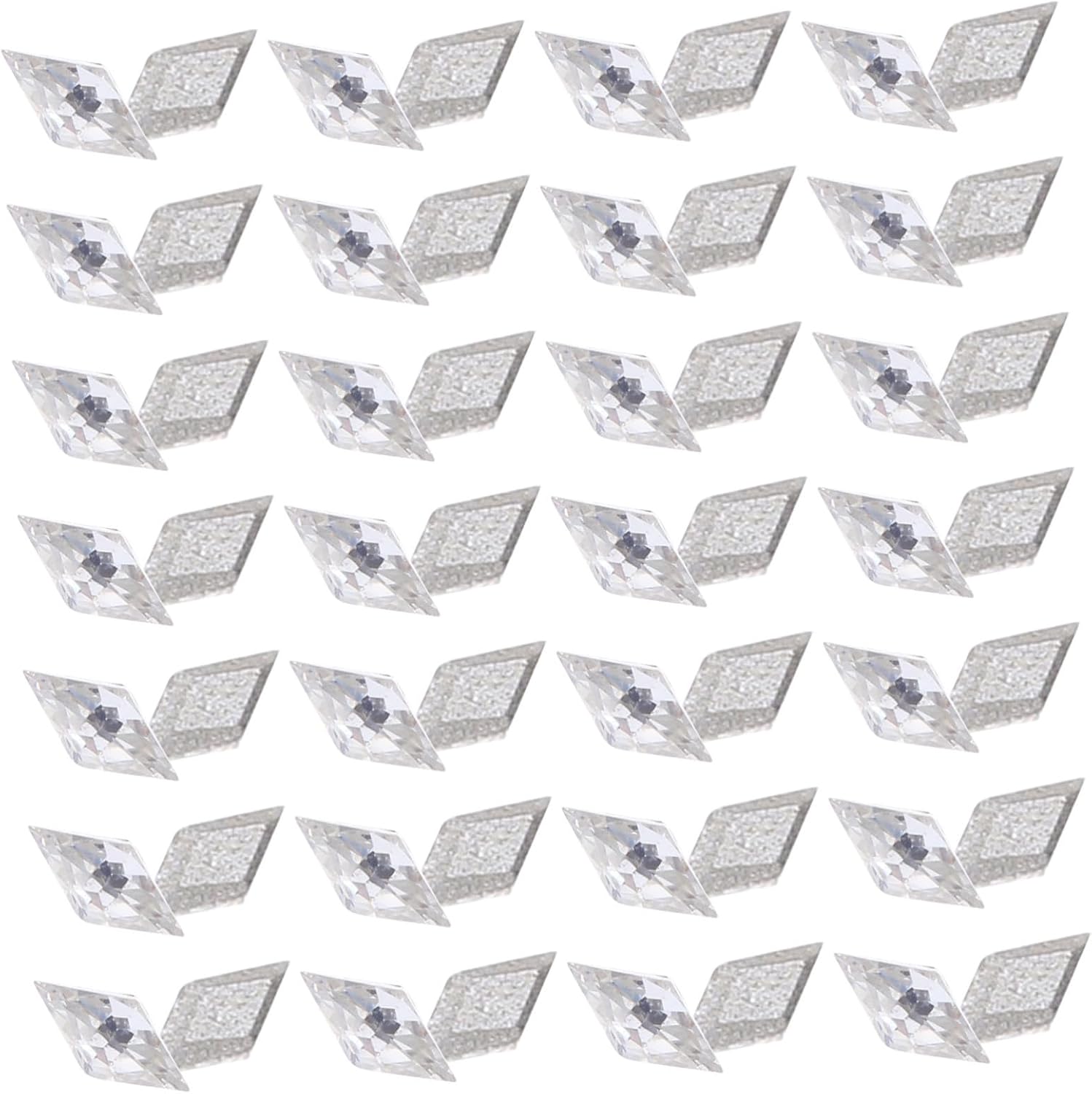 Mini Rhombus Flatback Nail Charms 100pcs Zircon Silver for Women