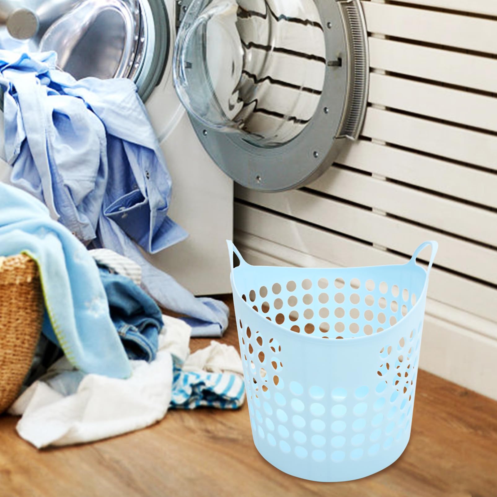 Alipis Cesto Porta Biancheria in Plastica 30l Resistente alla Pressione con Manici, Adatto per Calzini e Peluche, per Bagno e Soggiorno