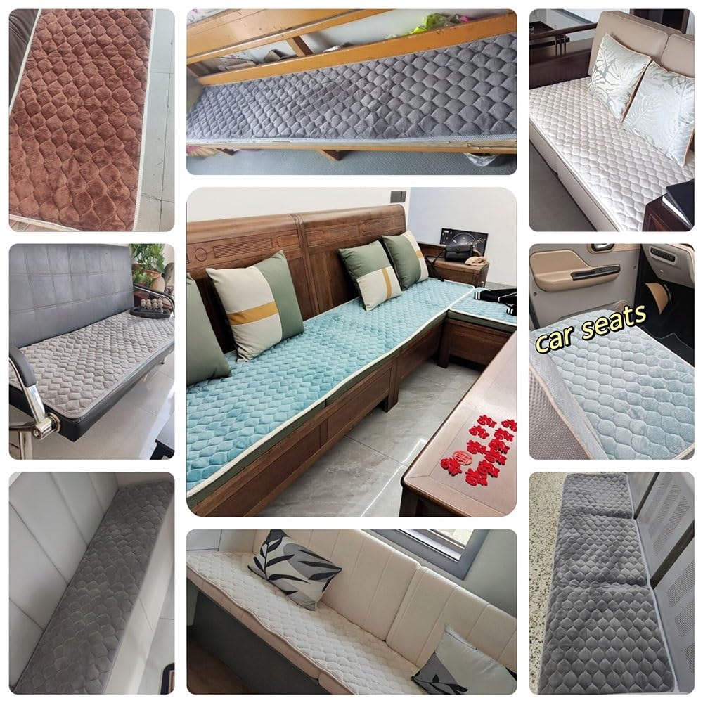 Cojín de franela lavable para banco de jardín, 1,5 cm de grosor, antideslizante, para uso en interiores, color blanco, 55 x 165 cm, mesa y accesorio de jardín