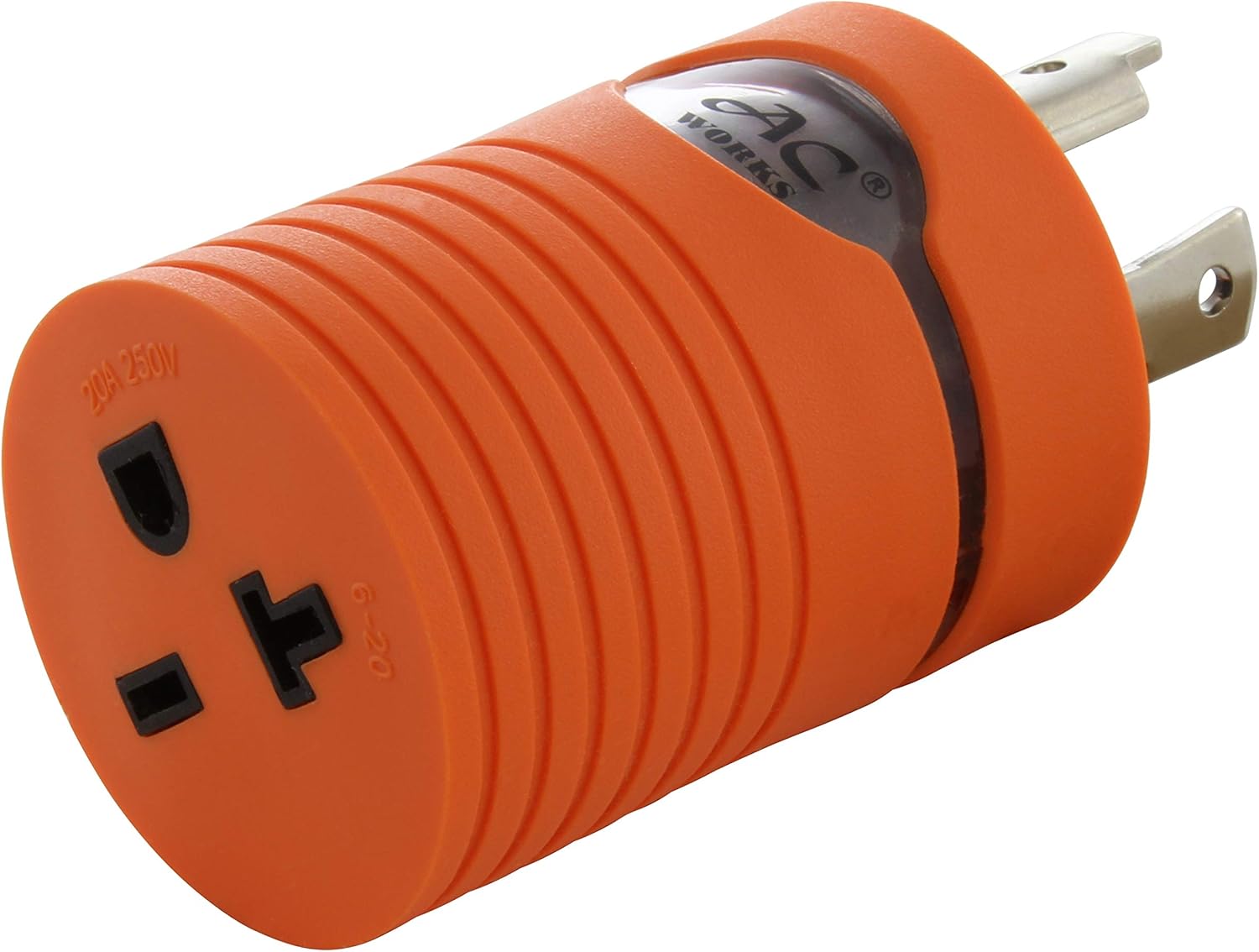 AC WORKS L6-30P 30-Amp 250-Volt Locking Plug to NEMA 6-20R 15/20-Amp 250-Volt Female Connector Adapter (Flexible W/Multi-Outlets)