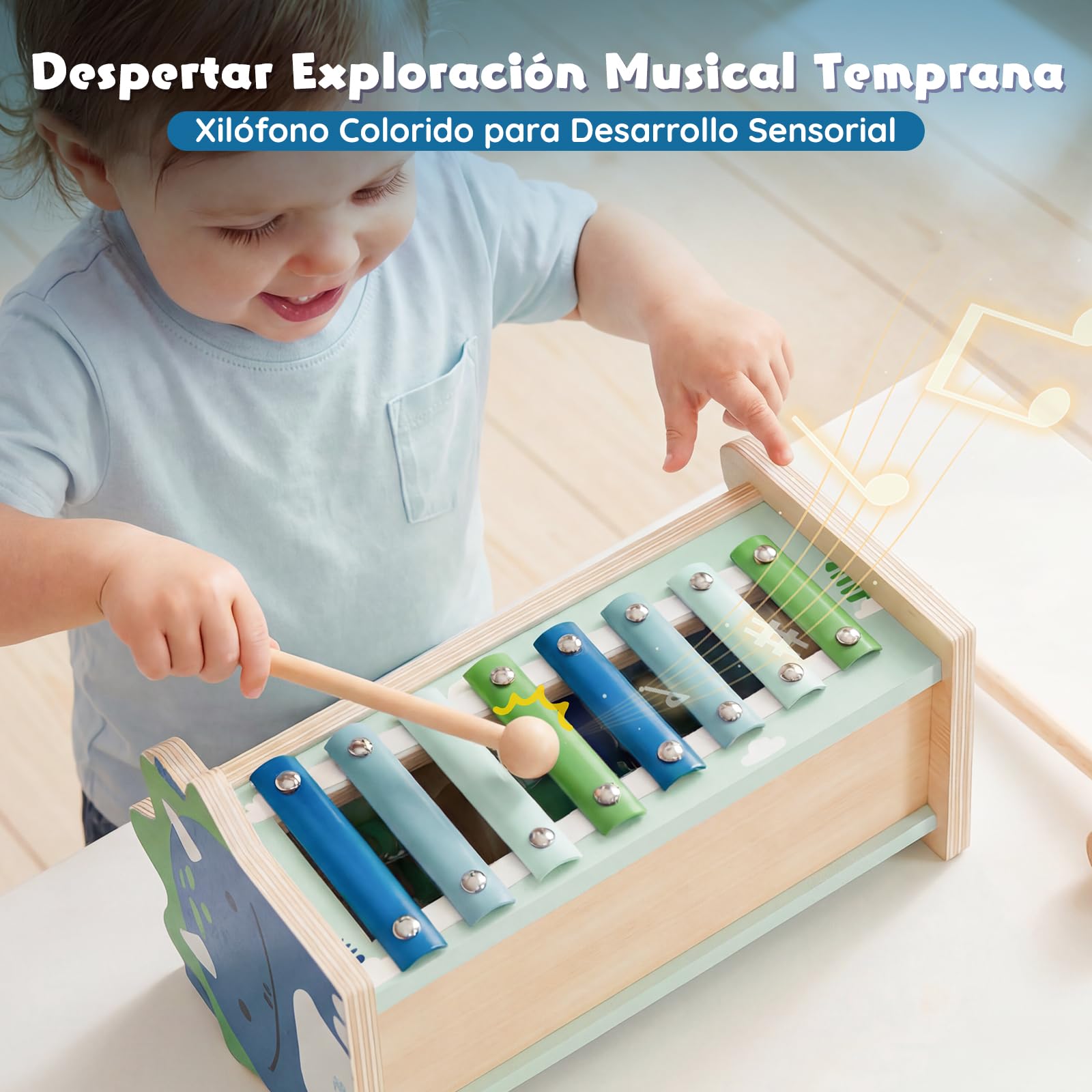Lehoo Castle Juguetes Montessori 1 Año, Juguete de Madera con Xilófono y Martillos para Bebés, Juguetes Educativos de Motricidad para Niños, Regalos de Cumpleaños y Navidad para Niños 1-3 Años