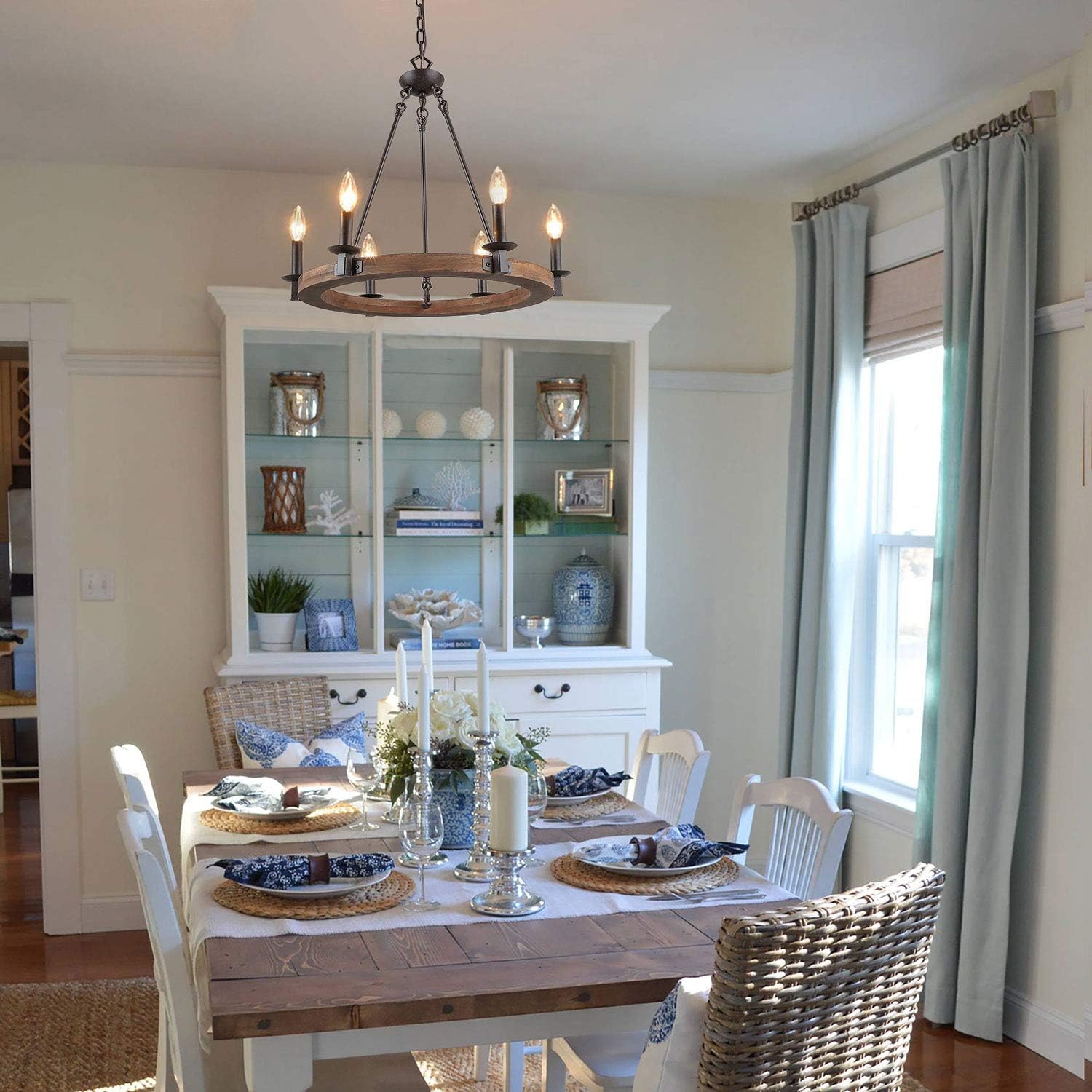 🛒 Flash Sale LNC A03300 Farmhouse Chandeliers for Dining Rooms,Vintage Wood Kitchen Lighting