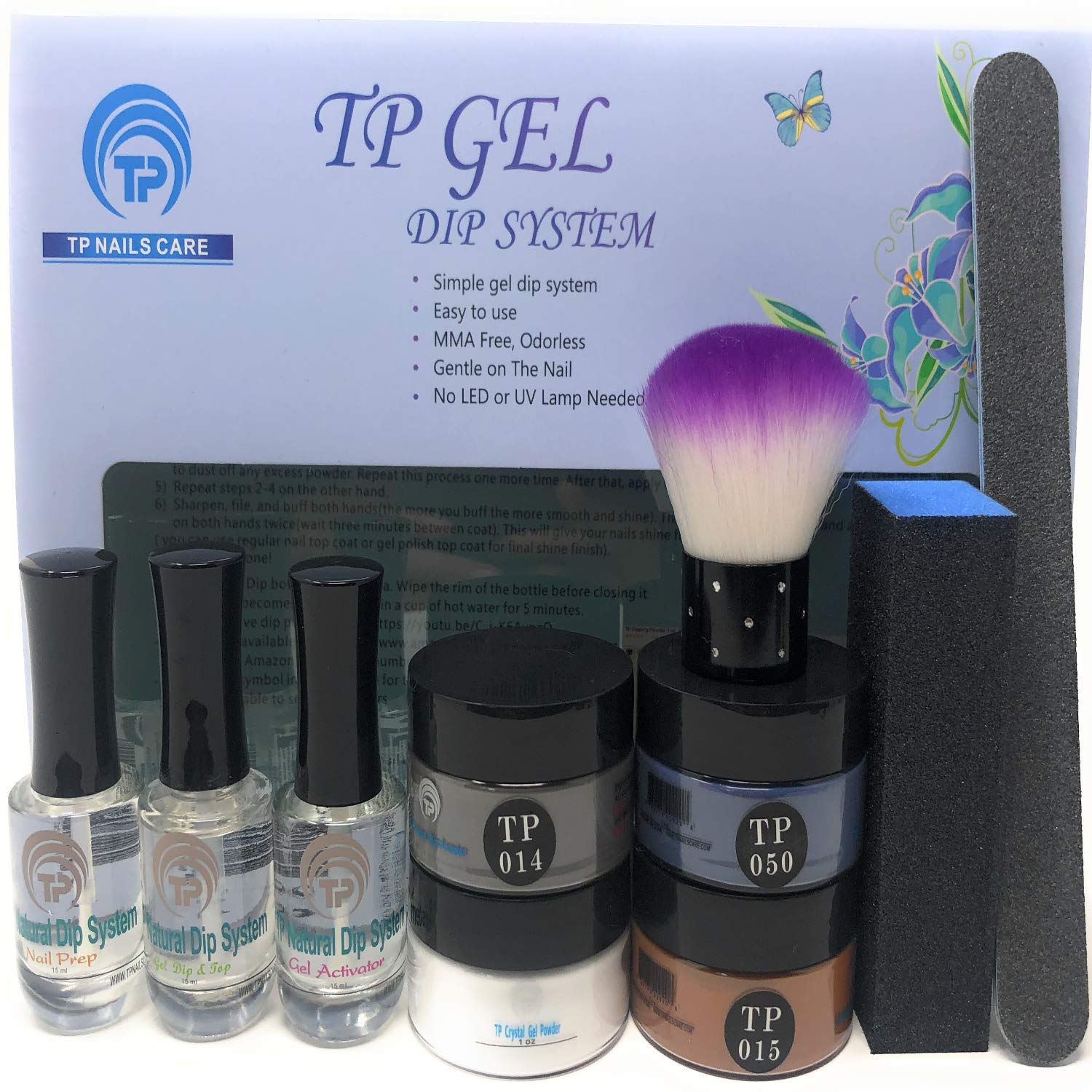 TP Nail Dipping Powder Kit #23. Complete system with 4 dip powder colors 1 oz. per jar plus TP gel dip liquids.