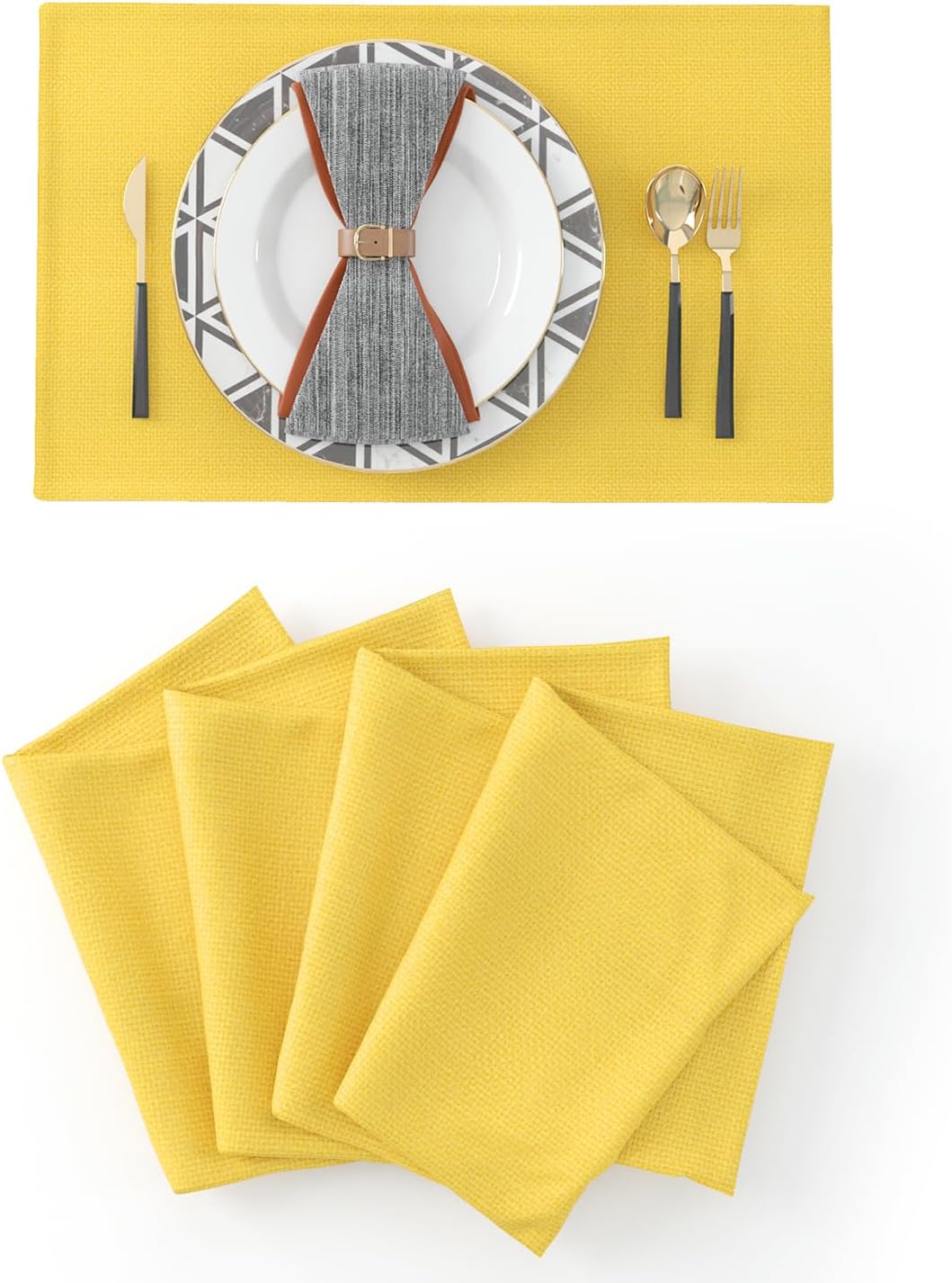 4 Piece Soft Handmade Faux Linen Place Mats Heat Resistant