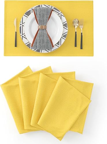 Miniatura 103 de Juego de 4 manteles individuales de lino suave hechos a mano resistentes al calor, manteles individuales para mesa de comedor, manteles individuales