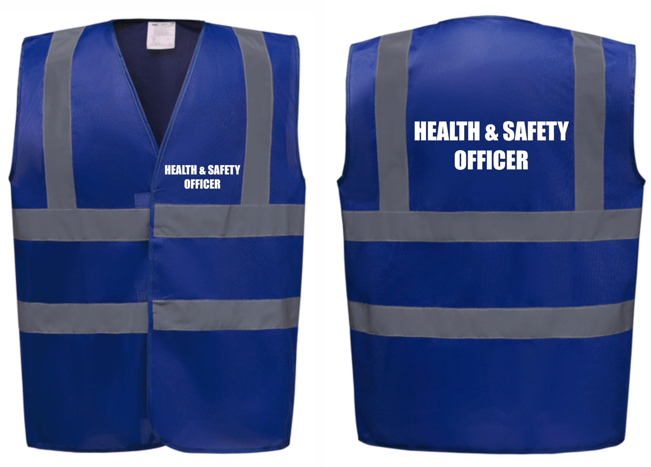Brook Hi Vis Premium Safety Vest - HEALTH & SAFETY OFFICER Printed Front & Back, Event Management High Viz Waistcoat, Available in 14 Colours, Festivals (Blue, 2XL)