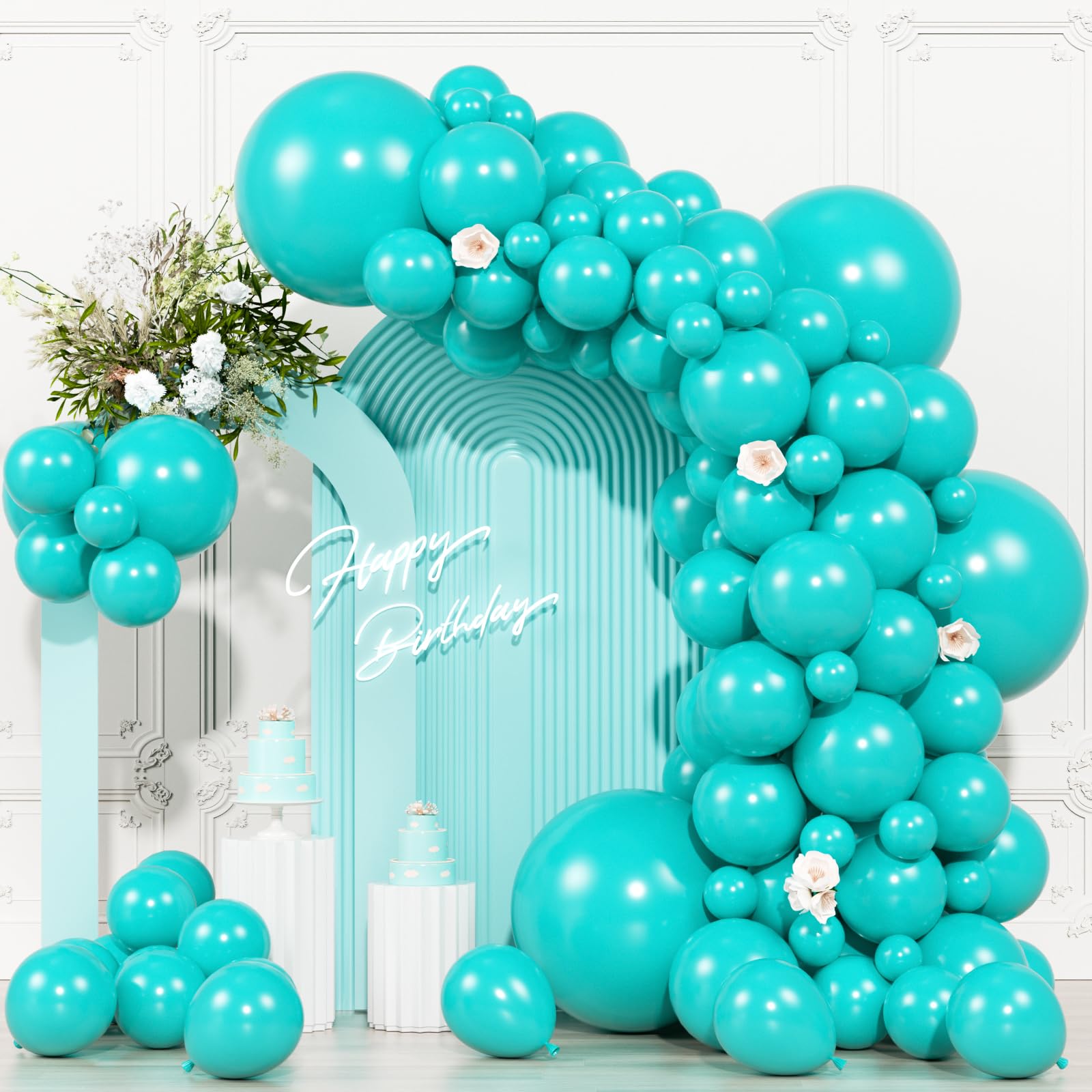 Photo 1 of 104pcs Teal Balloon Garland Arch Kit Different Sizes 18/12/10/5 Inch