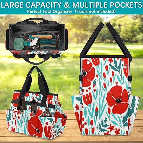Miniatura 4 de Cartoon Poppy Garden Tool Tote Bag for Women Men Gardening Tool Storage Bags with 10 Pockets Standable Garden Home Tool Kits Organizer for Indoor