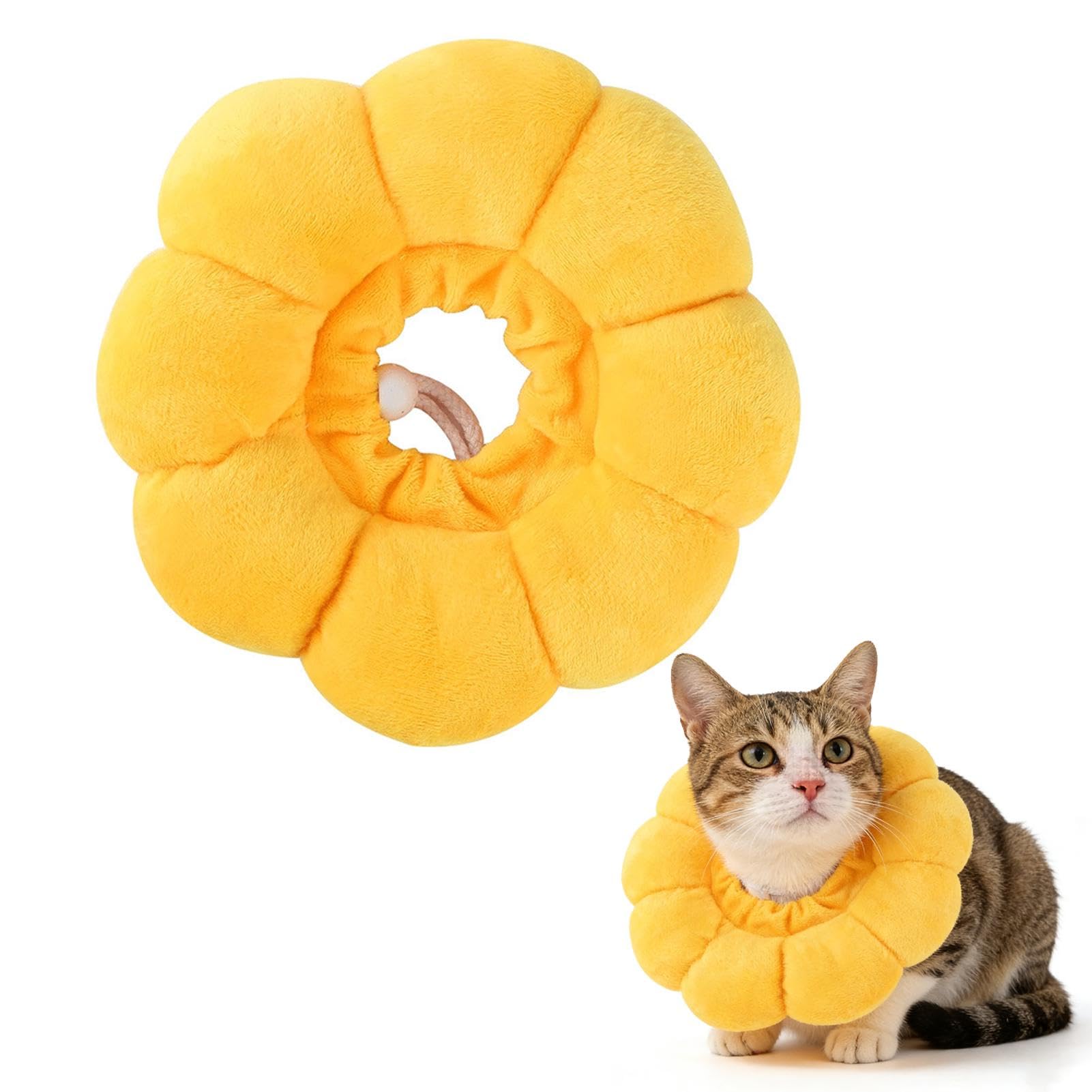 Cat Recovery Collar, Soft Adjustable Cute Sun Flower Neck Cone for Pets, Cat Cone Alternative, Lightweight Pet Recovery for Cats and Small Dogs