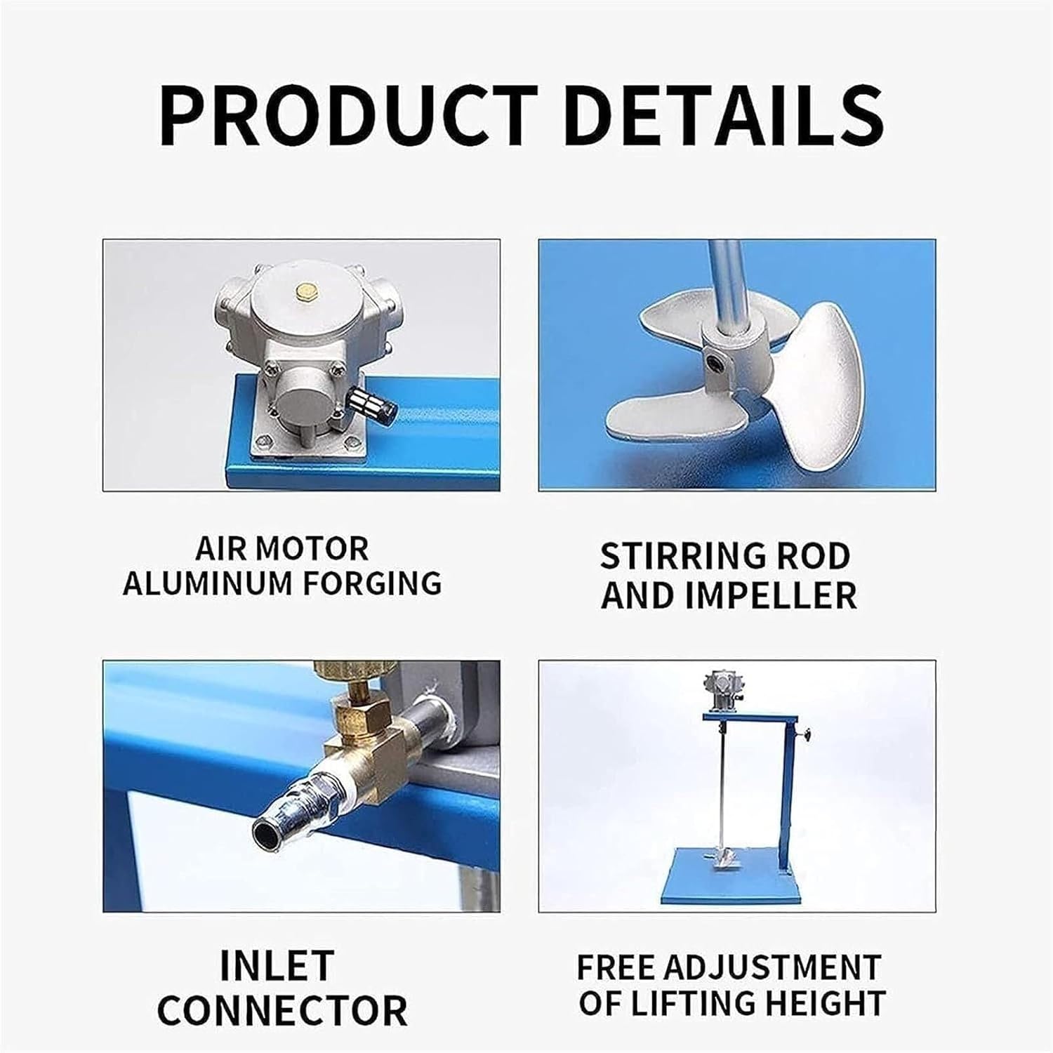 Stainless steel automatic paint mixer, pneumatic stand agitator, tank bucket clamp stand for ink dye mixer