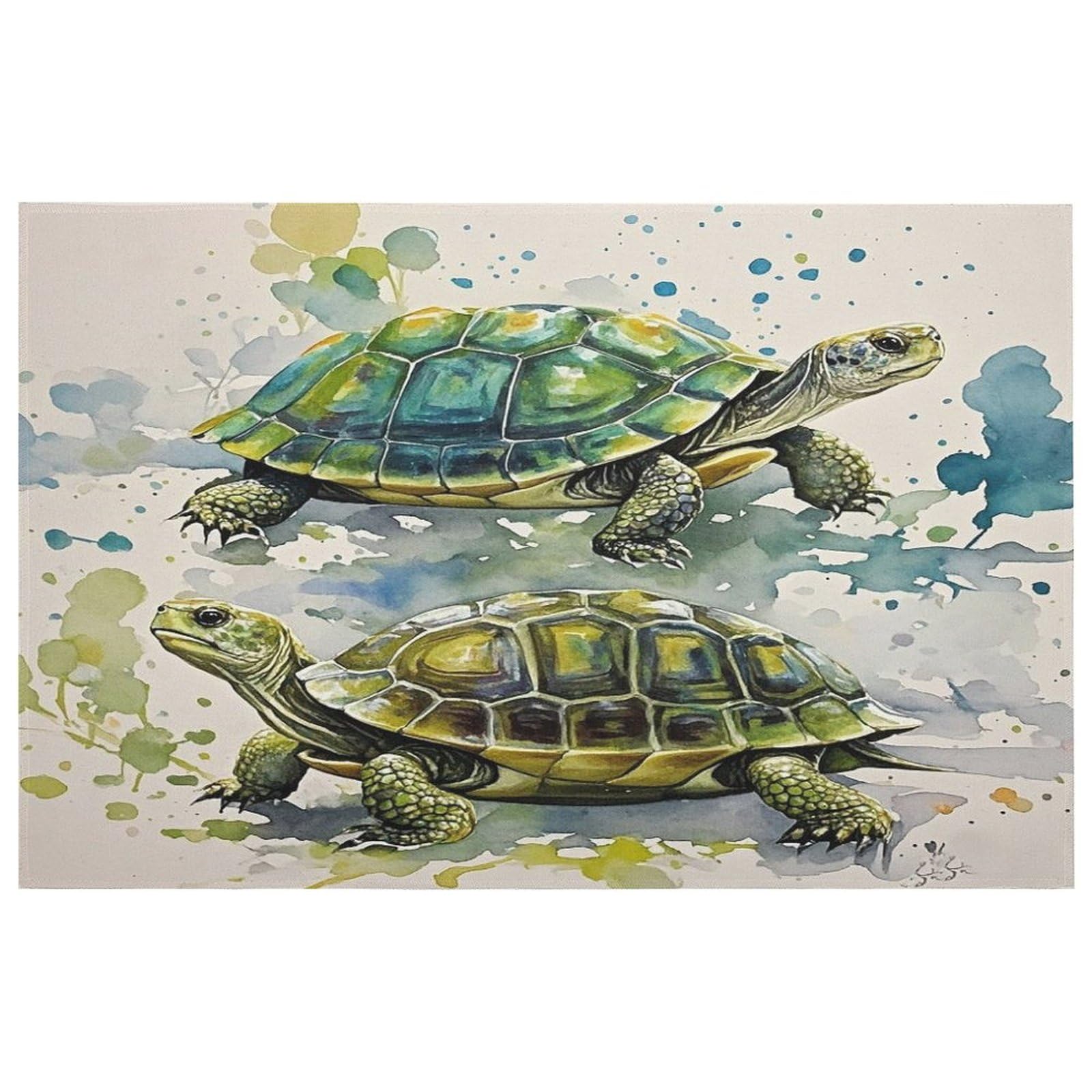 Petit tapis lavable au motif tortues aquarelles pour une chambre d'enfant apaisante