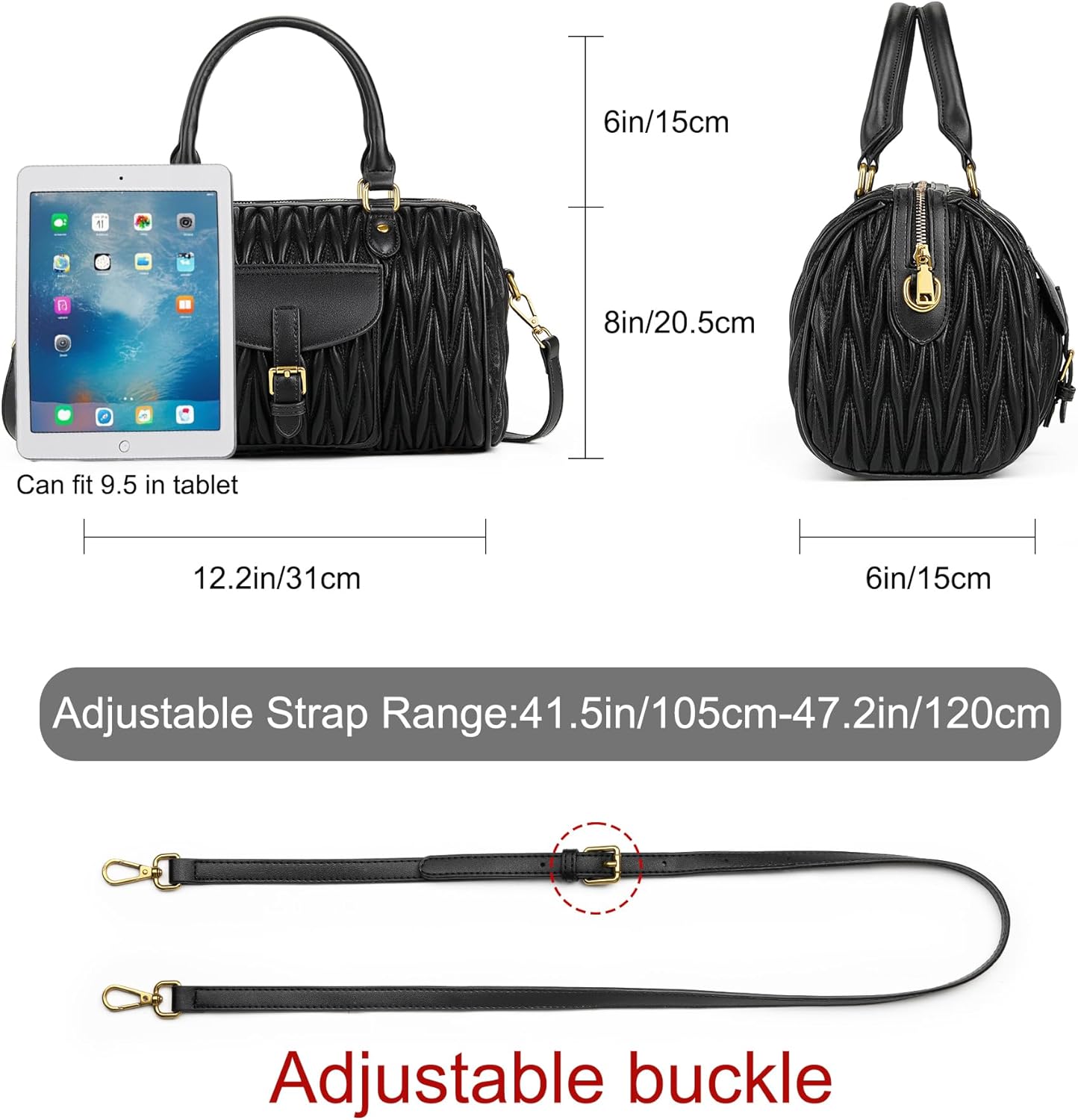 TIBES Vintage Barrel Bag for Women - Vegan Leather Purses and Handbags Satchel Bags for Women, Ladies Top Handle Handbags - Image 6