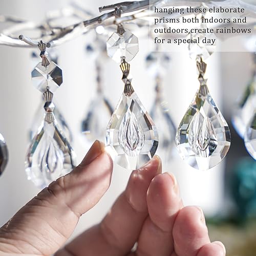 Miniatura 4 de 20 piezas de 1.496 in de cristal en forma de níspero de reemplazo, cristales de cristal transparente colgantes para candelabro, cuentas de prismas