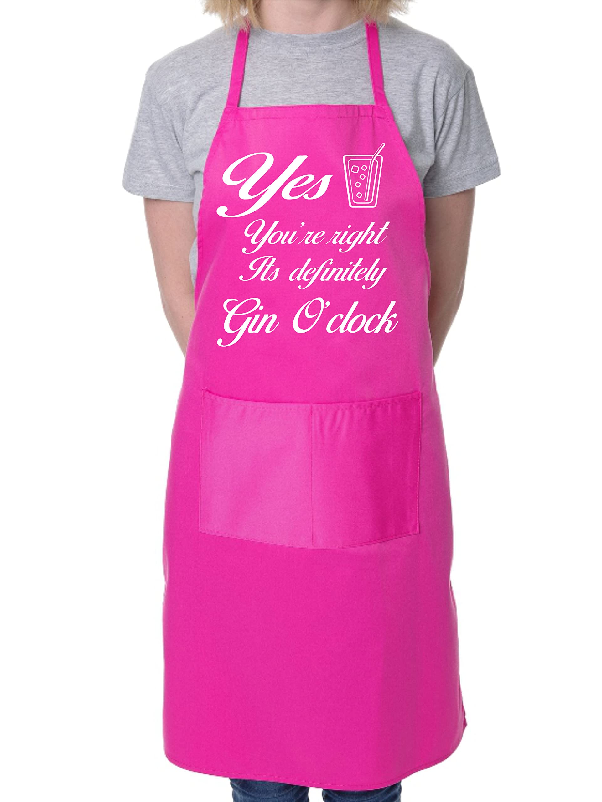 Print4u Men's Pink It's Gin O'clock Funny Alcohol Bbq Cooking Novelty Apron