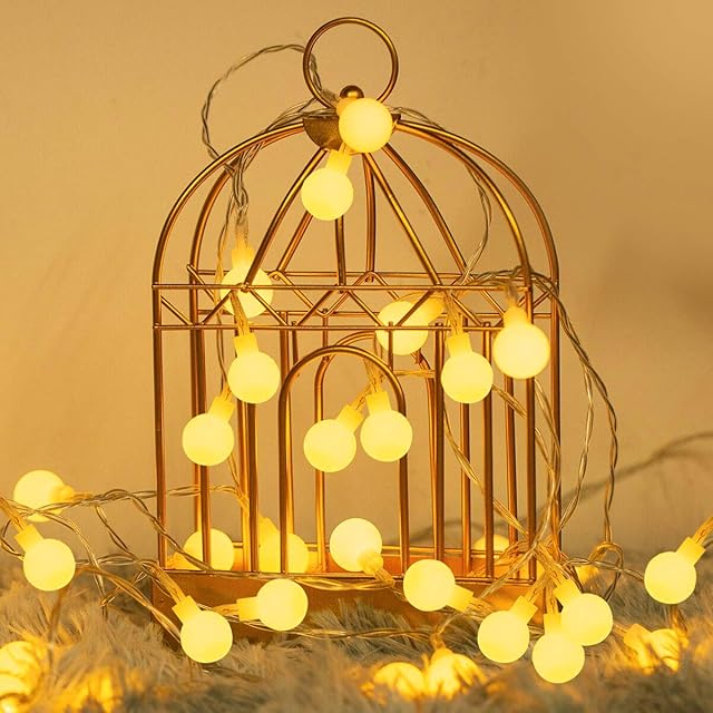 Fulighture LED Ball Fairy Lights, 5 m (16.41 ft), 40 Globe LED, Battery Operated, 2700 K Warm White, IP65 Waterproof, Ideal for Christmas, Party, Garden, Wedding, Balcony, Decoration