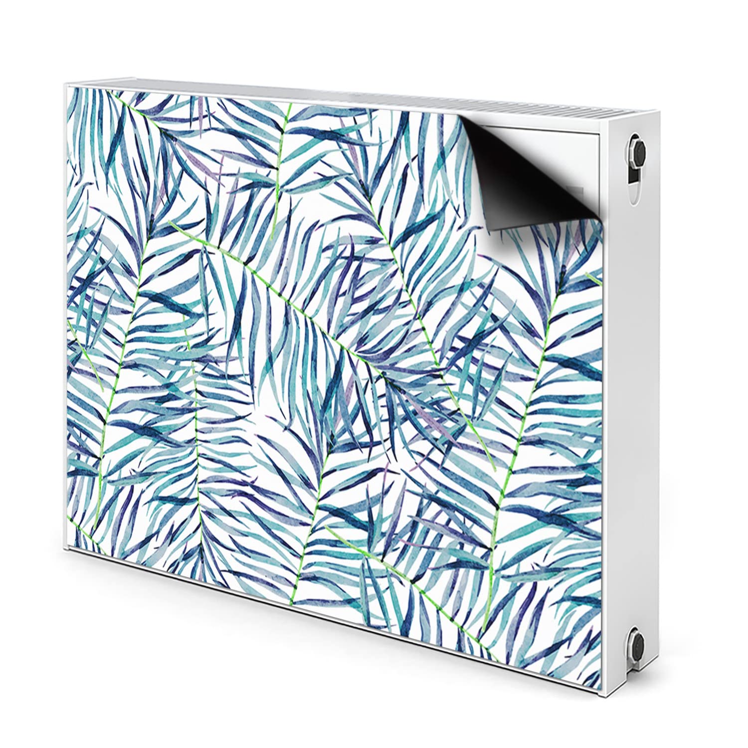 Cache radiateur bleu magnétique pour masquer un chauffage usé avec élégance
