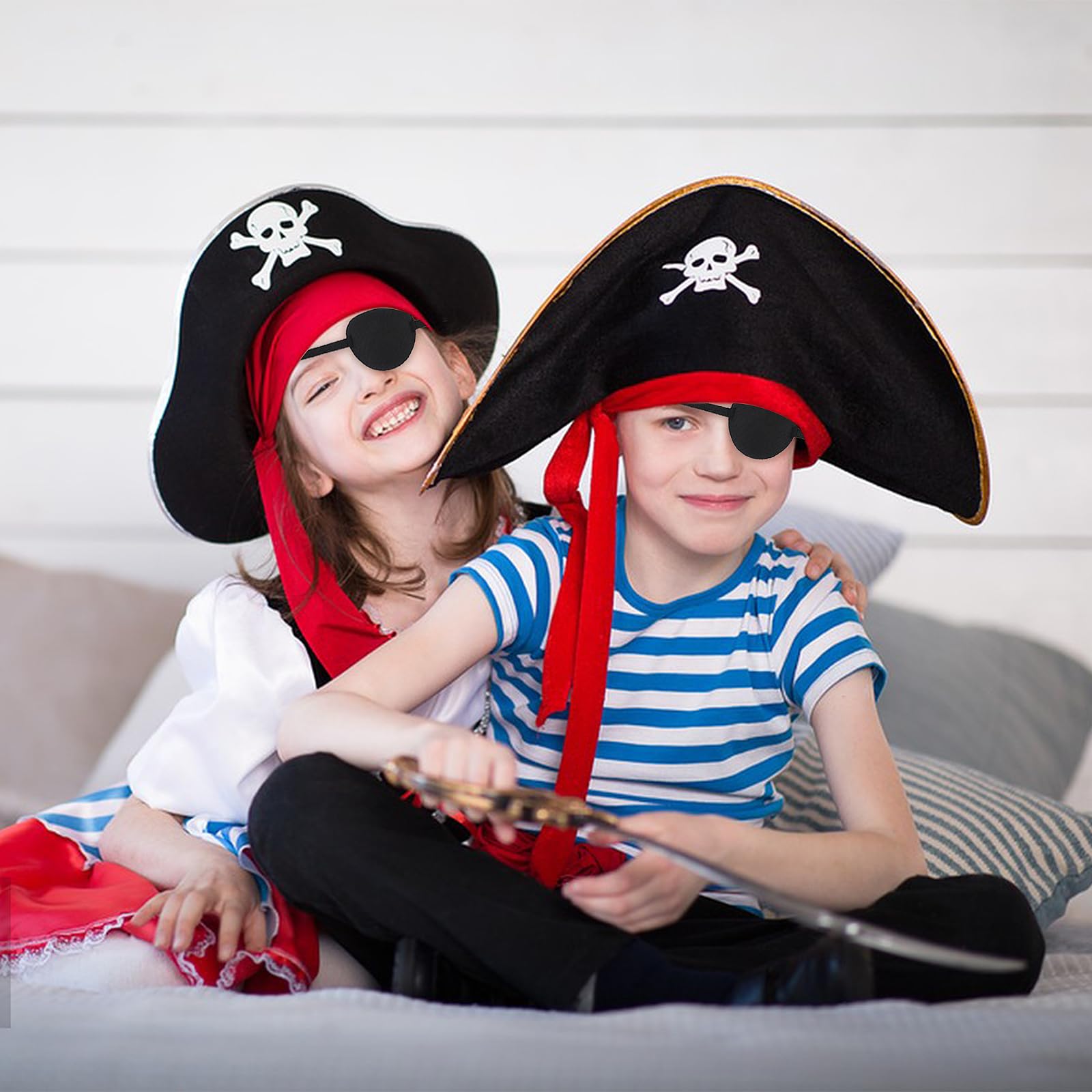 Lansonee Soft Comfortable Pirate Eye Patch Mask With Adjustable Strap, Skull And Crossbones Sleep Mask For Adults, Kids, Halloween Costume Pirate Accessories, Cosplay Eye Cover